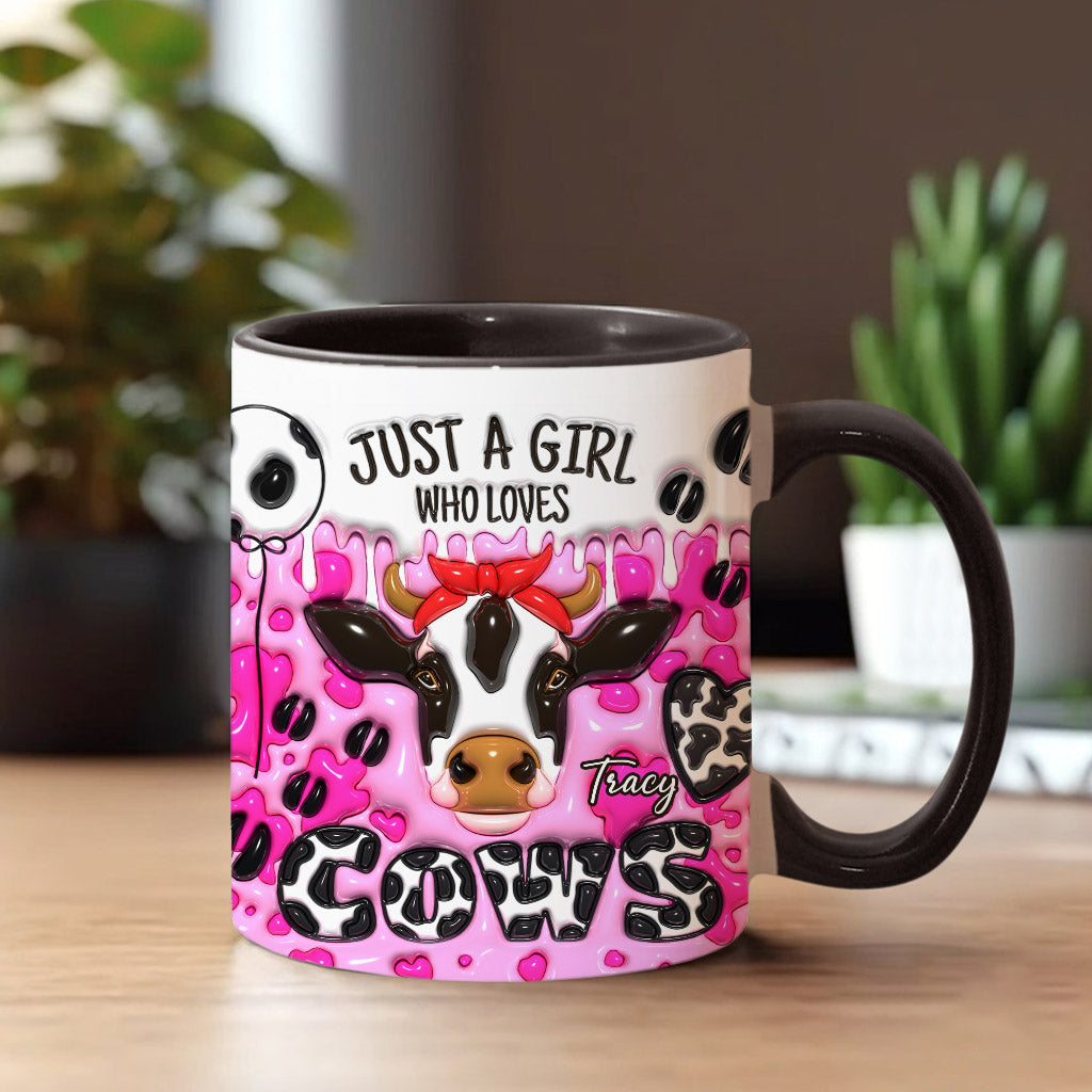 Just A Girl Who Loves Cow – Personalized Accent Mug – Gift For Cow Lover’s