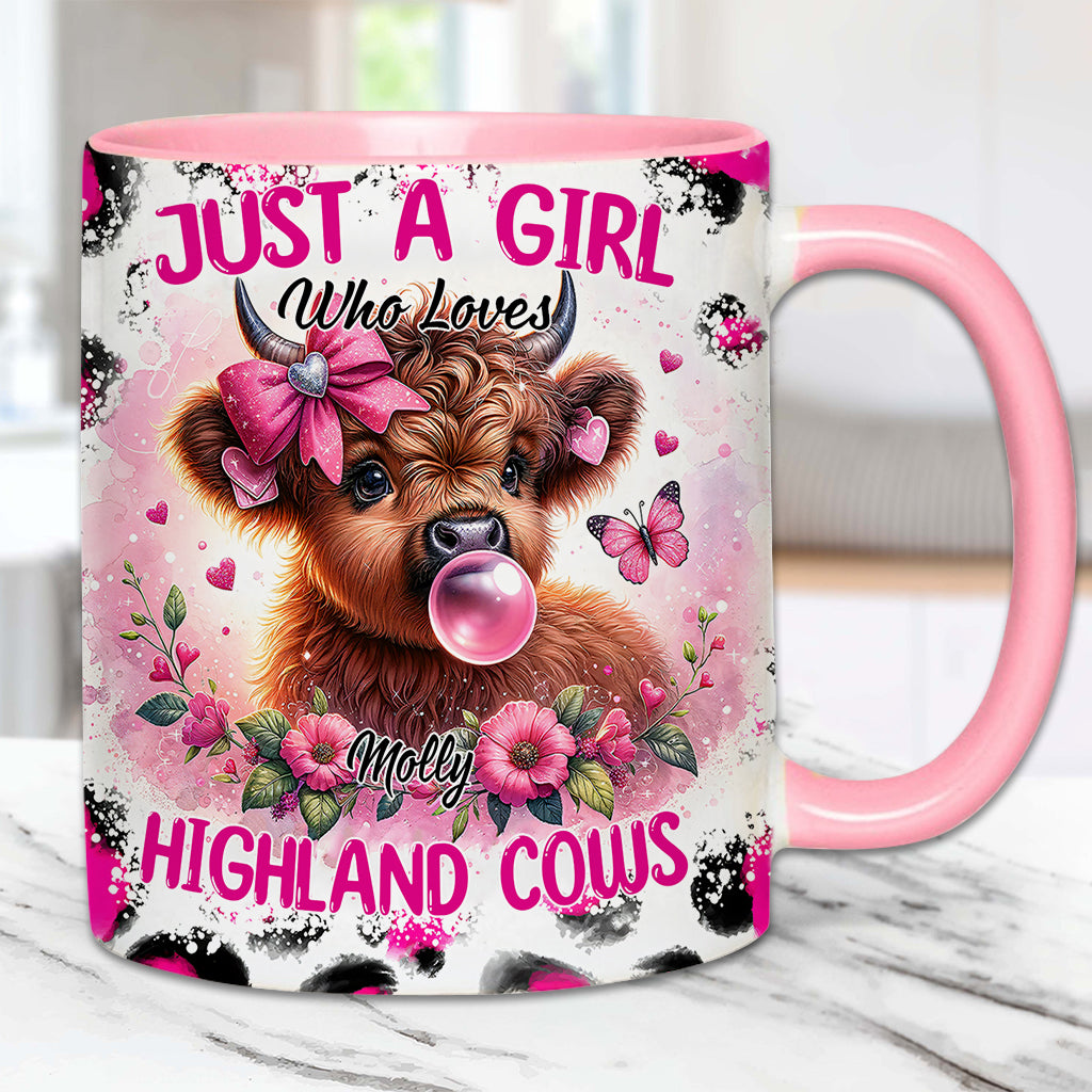 Cute Pink Highland Cow – Personalized Accent Mug – Gift For Cow Lover’s