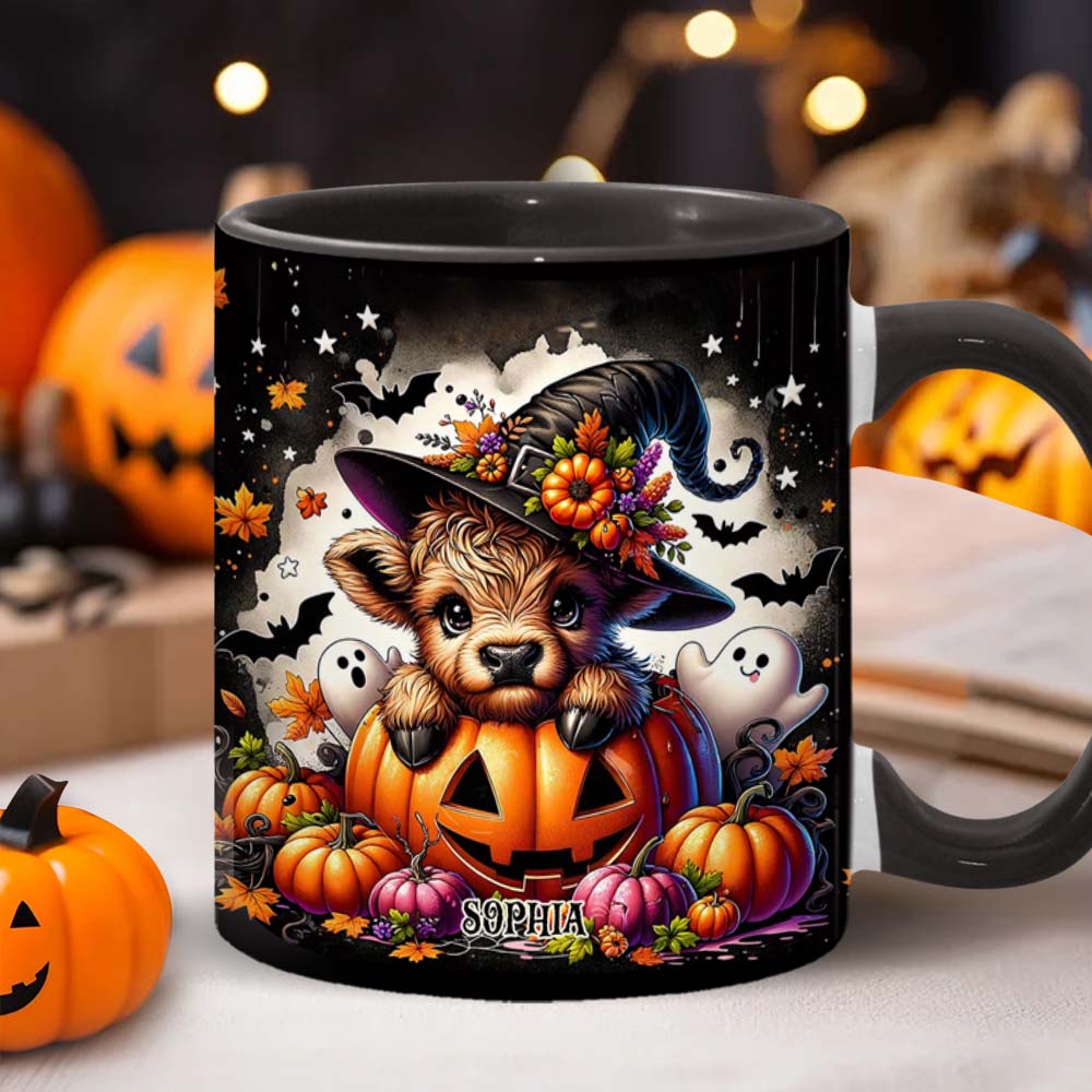 Spooky Little Baby Cow – Personalized Accent Mug – Gift For Cow Lover’s