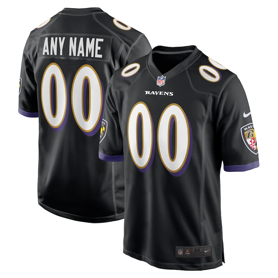 Baltimore Ravens Nike Alternate Custom Game Jersey - Black PT58061