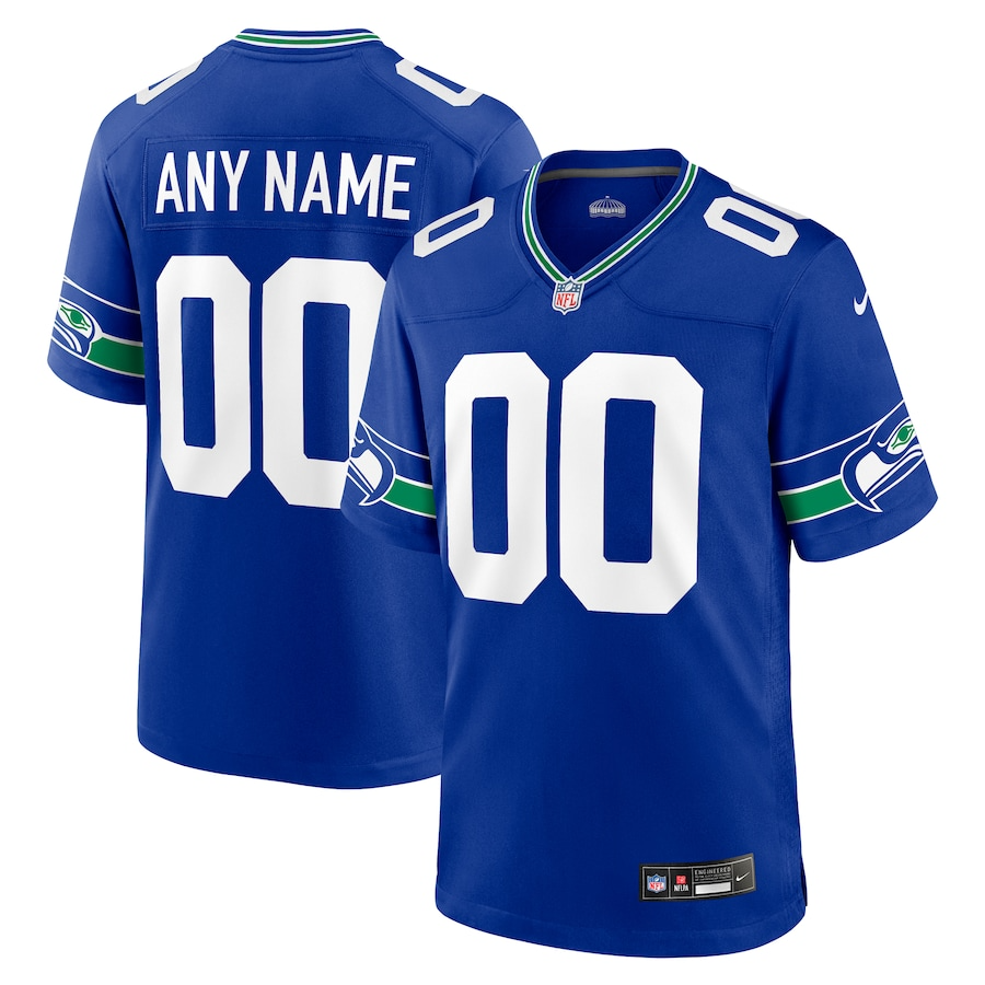 Seattle Seahawks Nike Throwback Custom Jersey - Royal PT58146