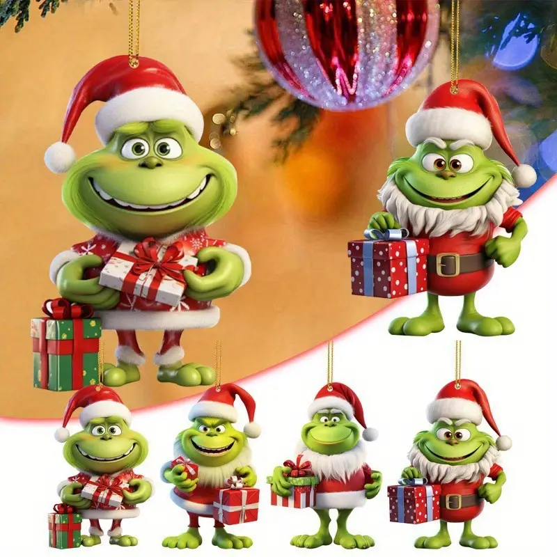 Grinch Cute Ornament Window Hanging, Gift For Grinch Lover’s , Gift For Deco, Christmas Decor