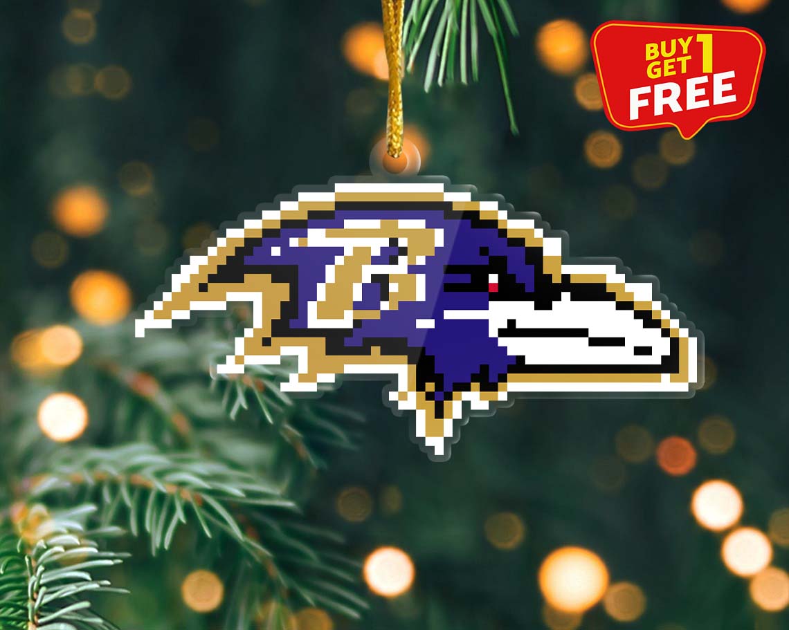 Baltimore Ravens Ornament NFL Logo Pixel PT58887