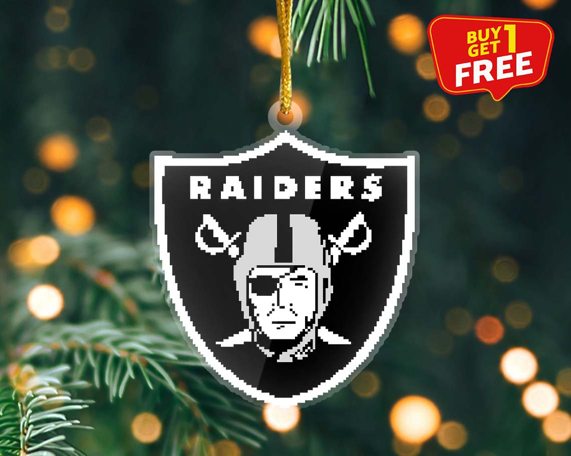 Las Vegas Raiders Ornament NFL Logo Pixel PT58901