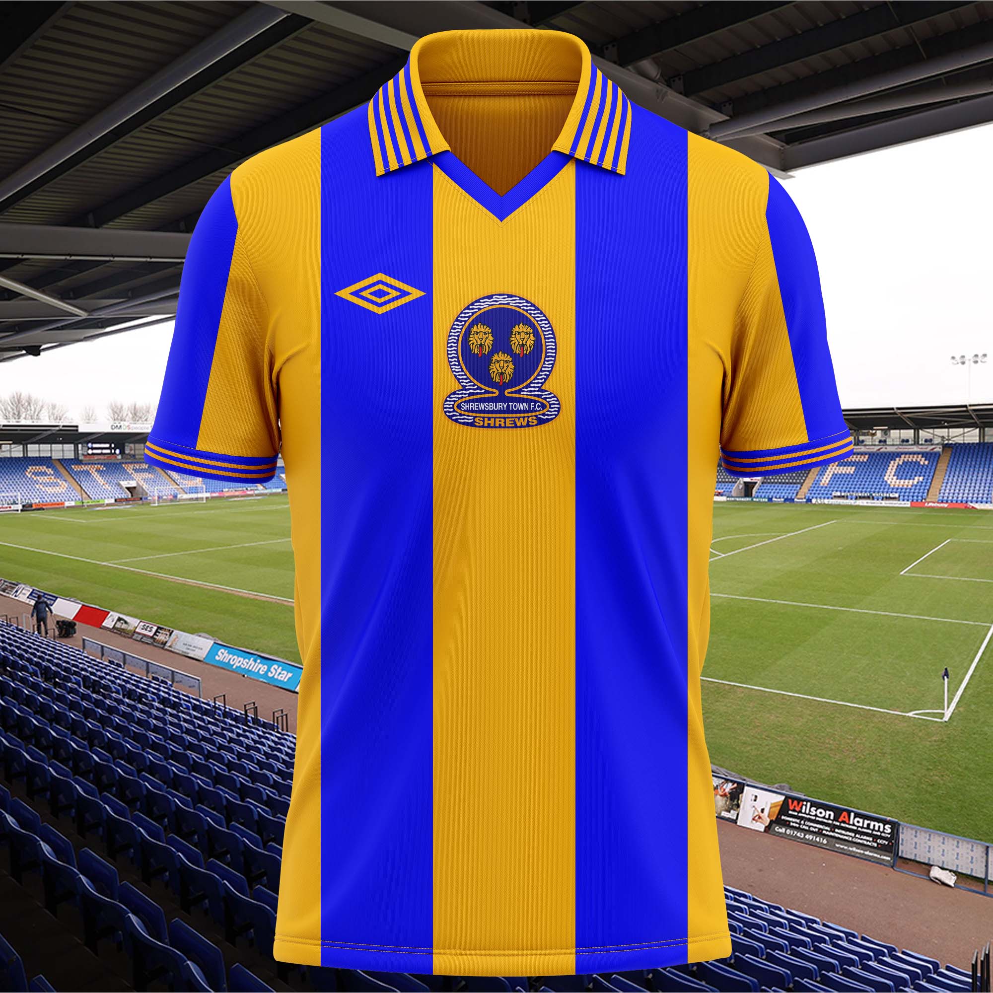 Shrewsbury Town 1980-81 Home Kit Retro Shirt PT59234