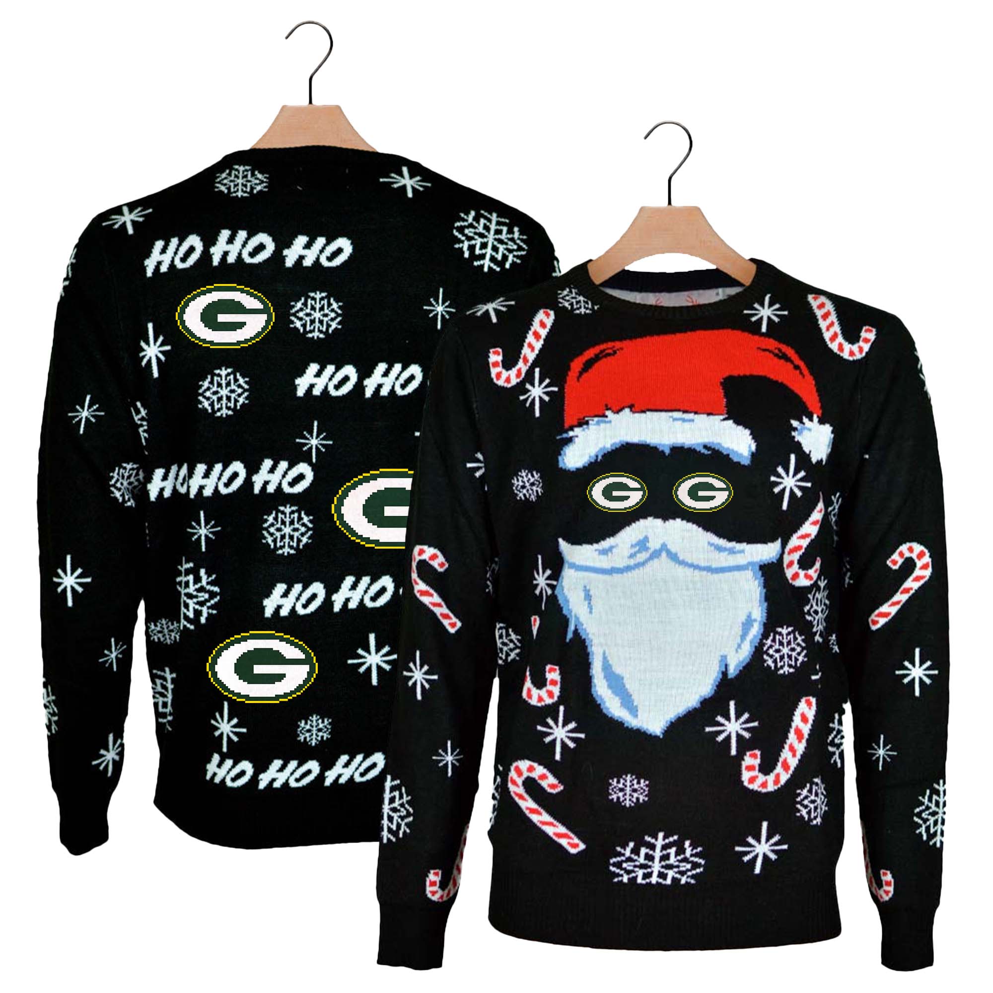 Green Bay Packers Black Santa Ugly Christmas Sweater PT59747