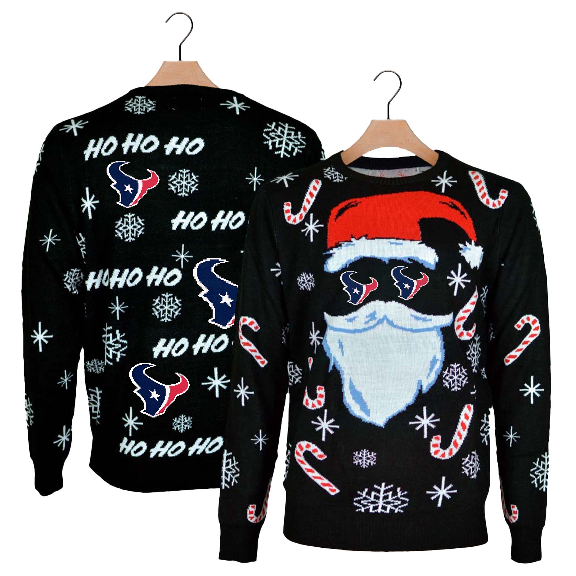 Houston Texans Black Santa Ugly Christmas Sweater PT59748