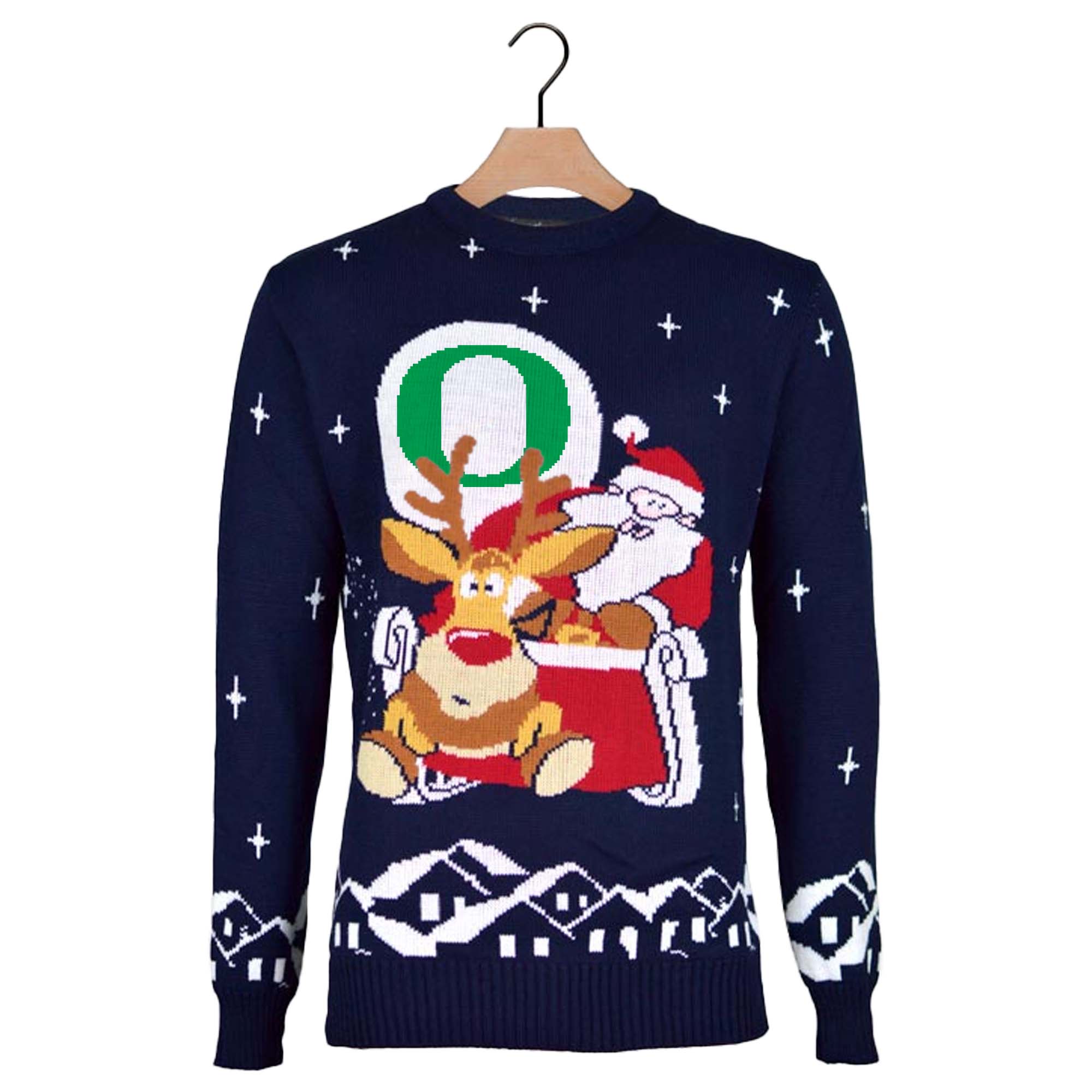 Oregon Ducks Ugly Christmas Sweater with Santa and Rudolph on Sleigh PT59793