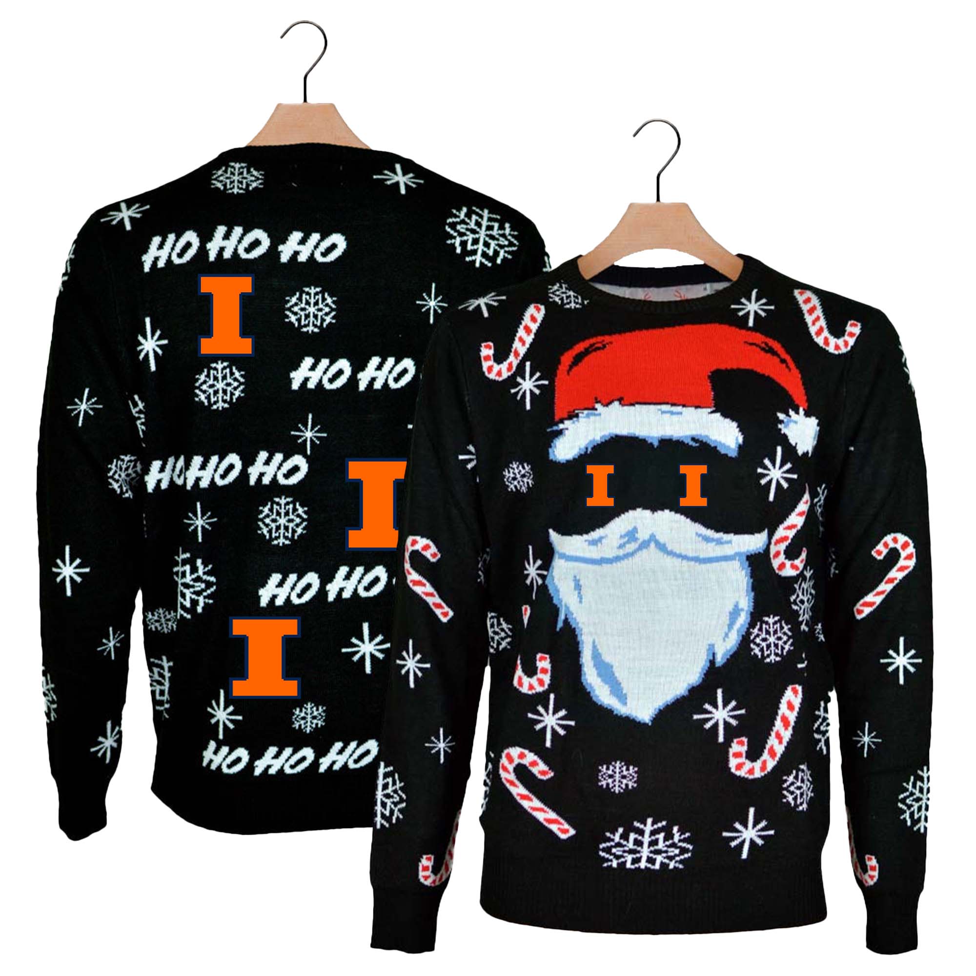 Illinois Fighting Illini Black Santa Ugly Christmas Sweater PT59832