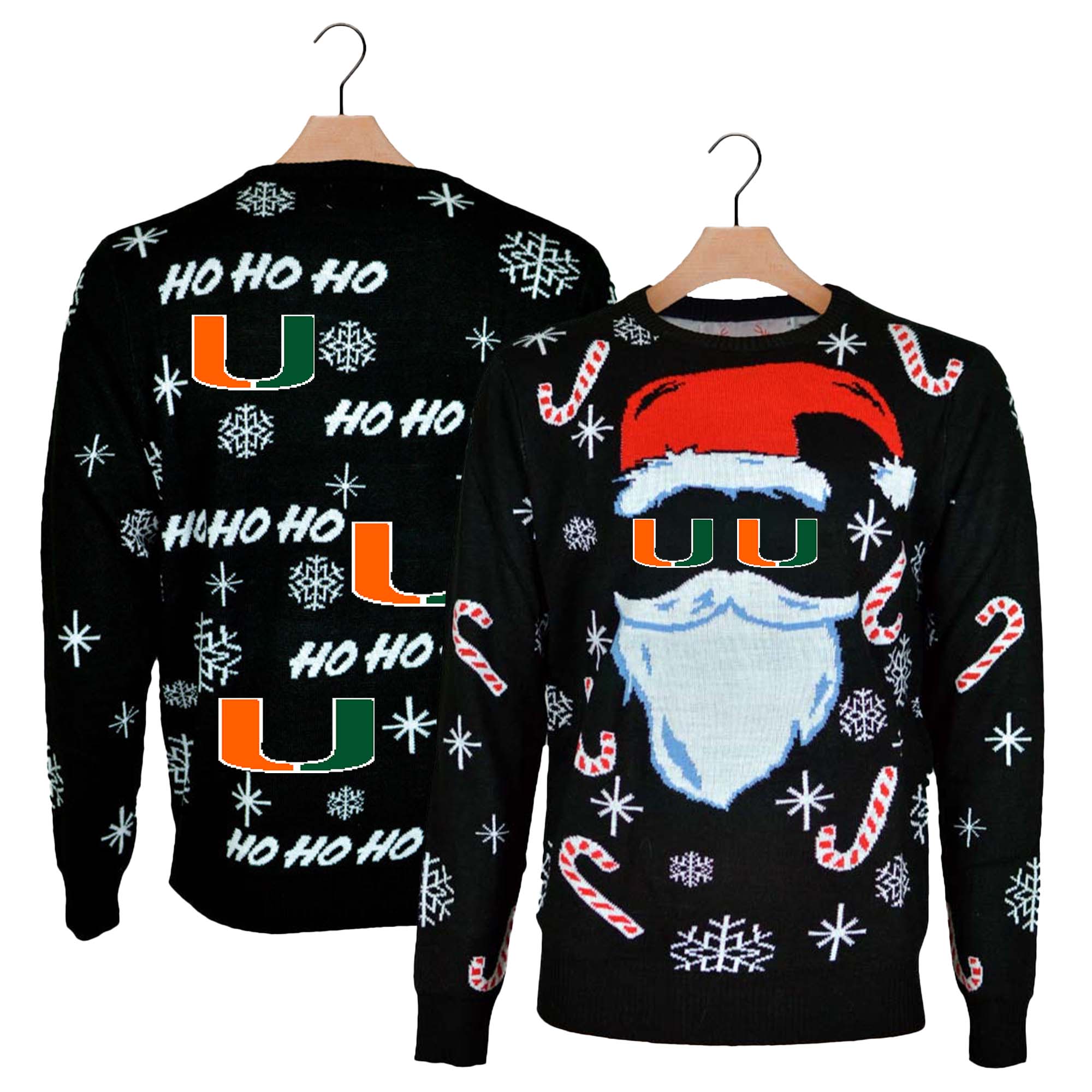 Miami Hurricanes Black Santa Ugly Christmas Sweater PT59837