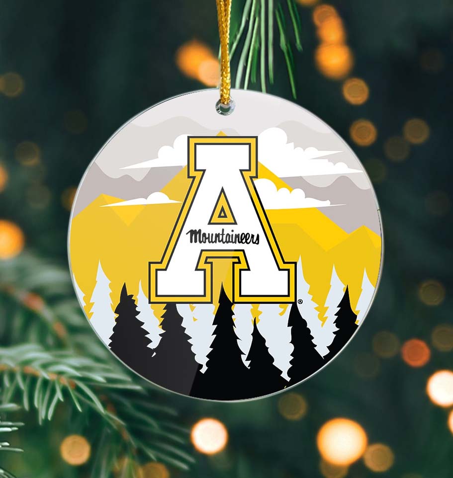 Appalachian State Mountaineers Ornament Landscape Circle Sign PT59922