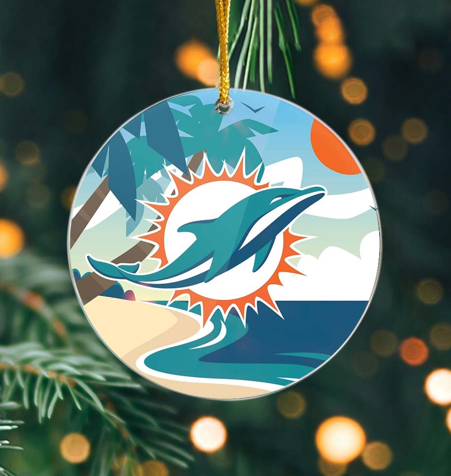 Miami Dolphins Ornament Landscape Circle Sign PT59927