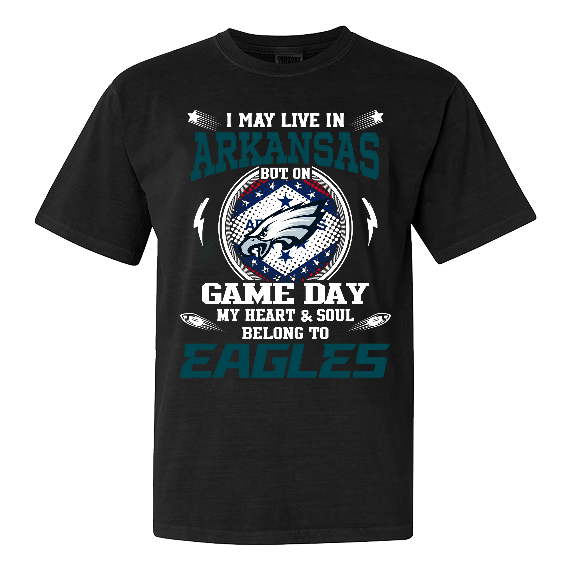 I May Live In Arkansas But On Game Day My Heart And Soul Belongs To Philadelphia Eagles Shirt PT60009