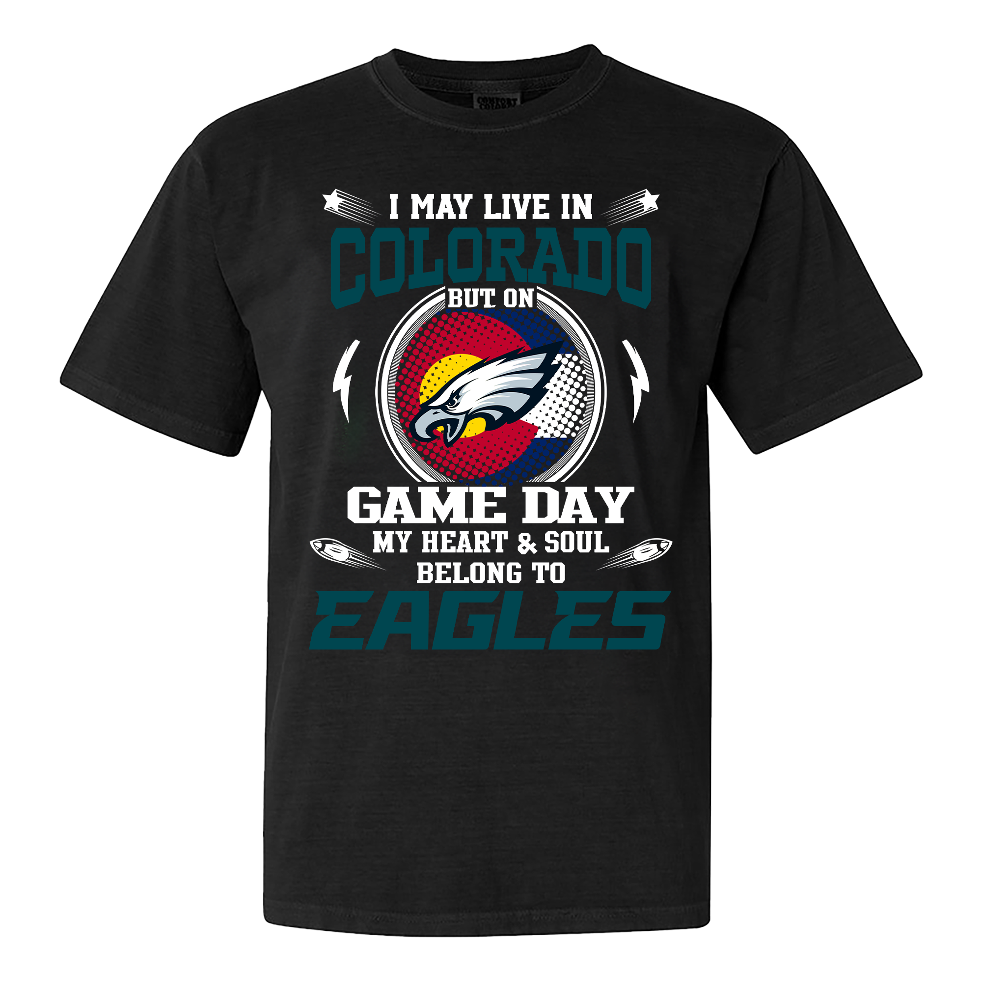 I May Live In Colorado But On Game Day My Heart And Soul Belongs To Philadelphia Eagles Shirt PT60011