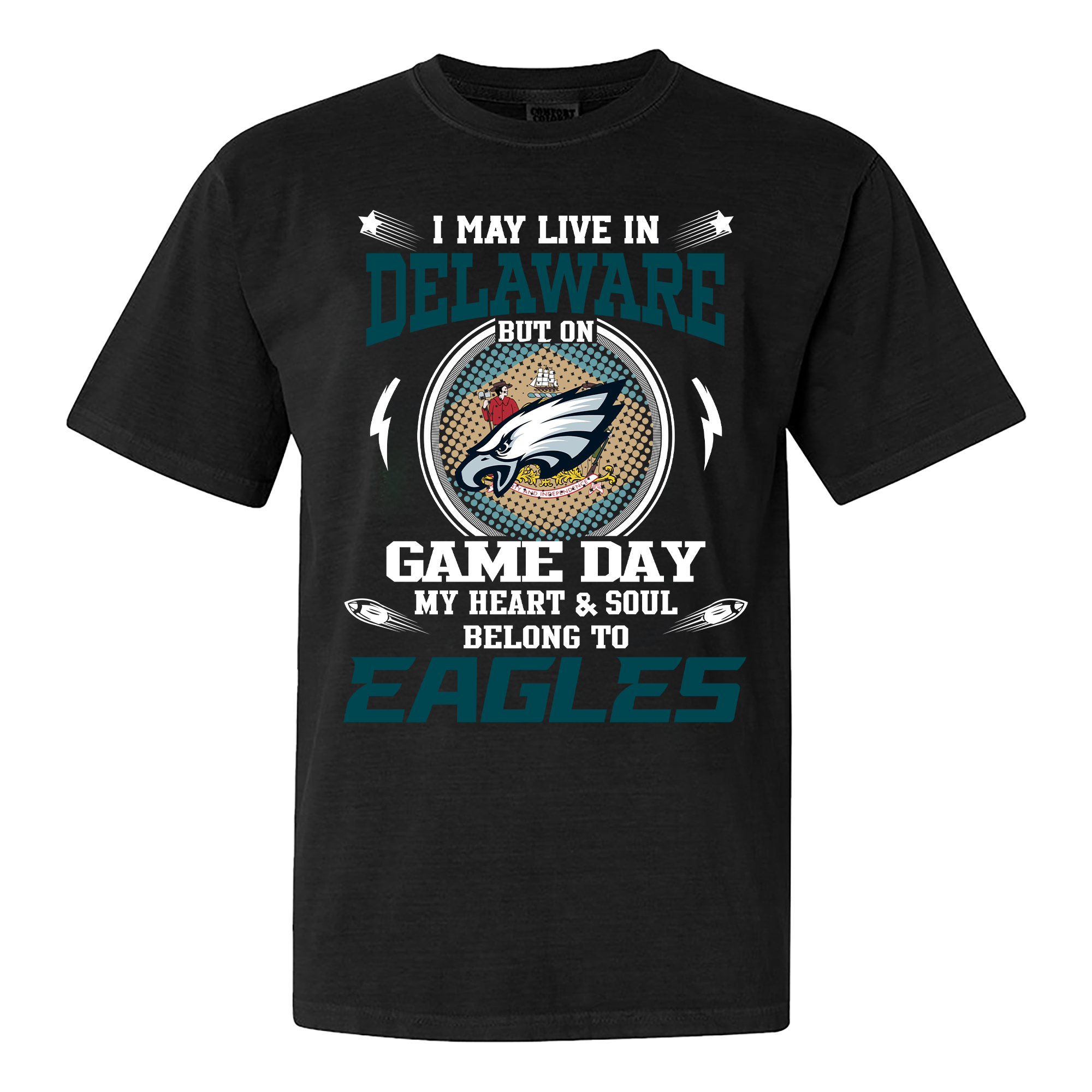 I May Live In Delaware But On Game Day My Heart And Soul Belongs To Philadelphia Eagles Shirt PT60013