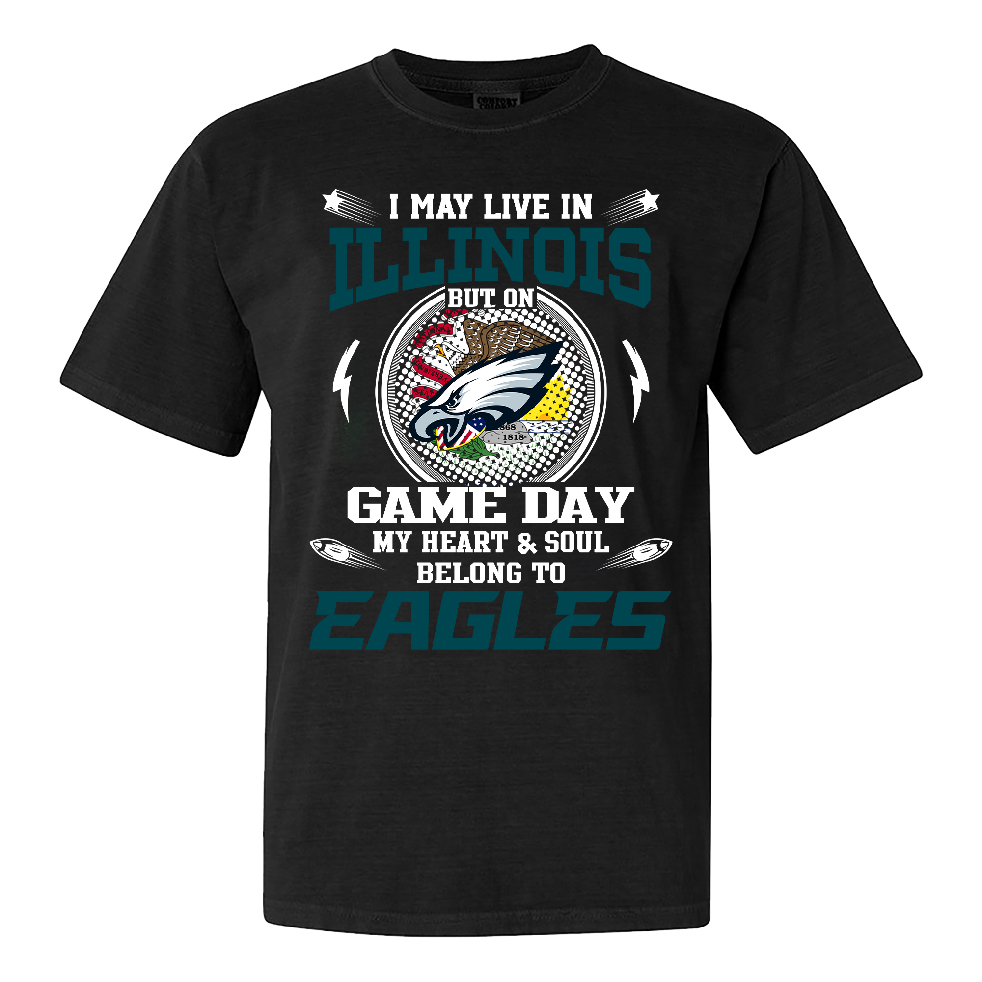 I May Live In Illinois But On Game Day My Heart And Soul Belongs To Philadelphia Eagles Shirt PT60019