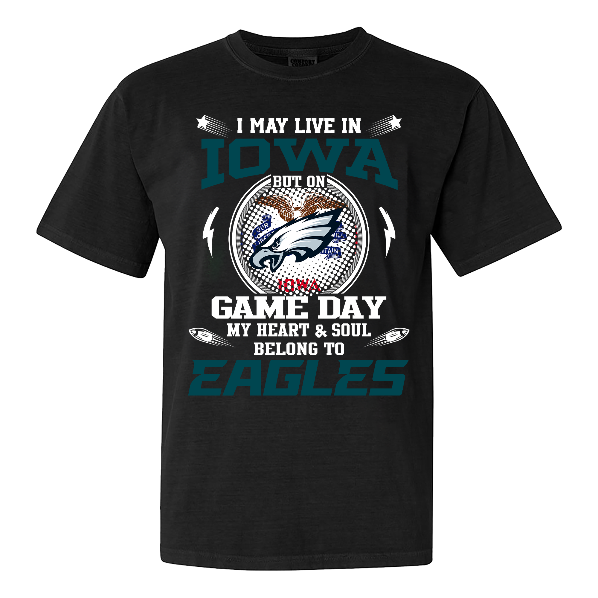 I May Live In Iowa But On Game Day My Heart And Soul Belongs To Philadelphia Eagles Shirt PT60021