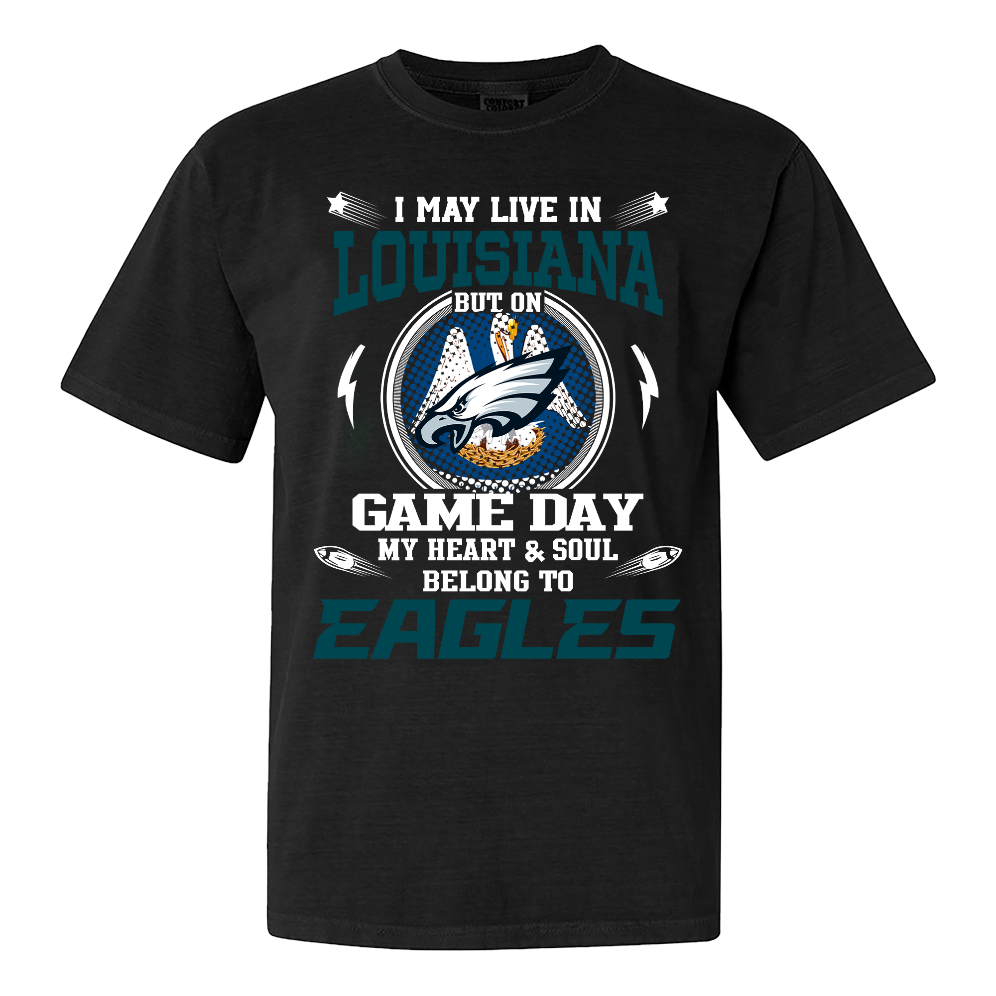 I May Live In Louisiana But On Game Day My Heart And Soul Belongs To Philadelphia Eagles Shirt PT60023