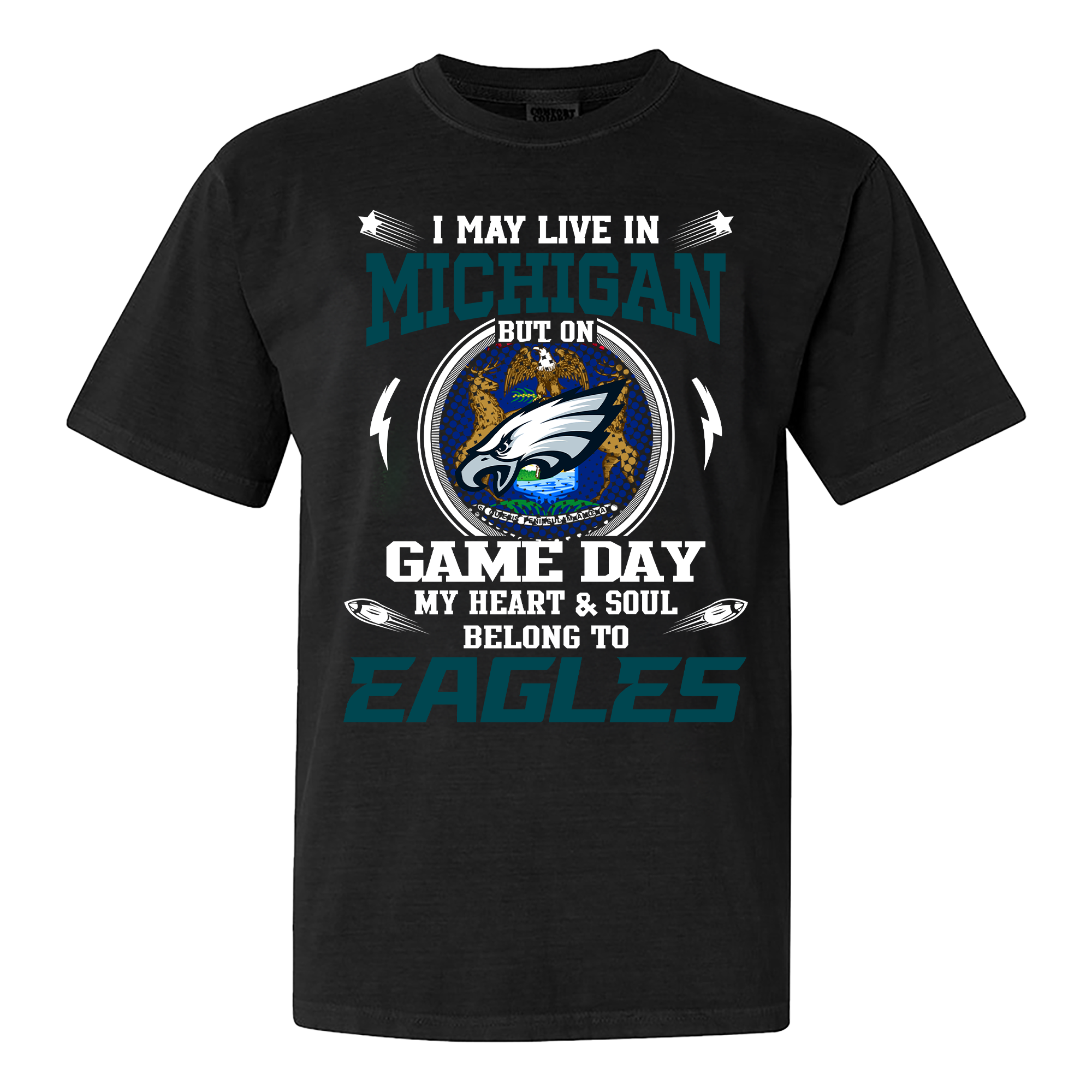 I May Live In Michigan But On Game Day My Heart And Soul Belongs To Philadelphia Eagles Shirt PT60027