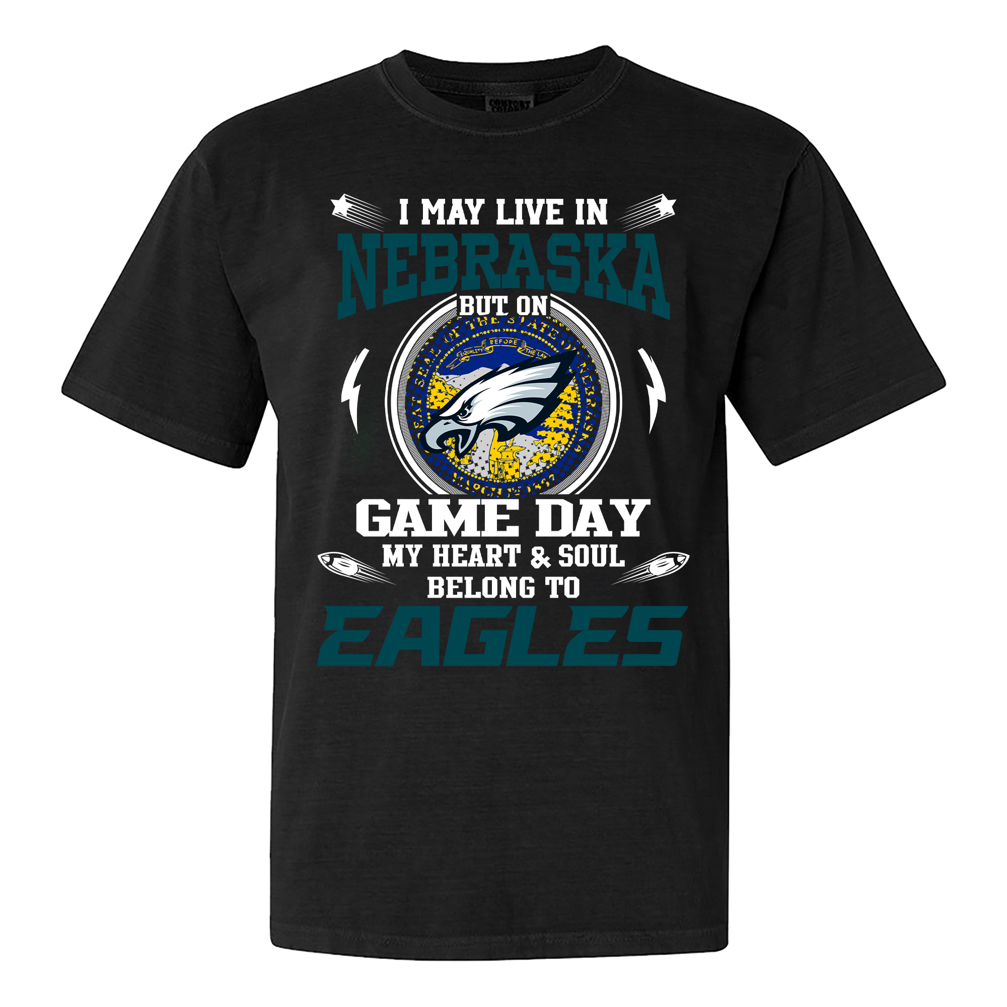 I May Live In Nebraska But On Game Day My Heart And Soul Belongs To Philadelphia Eagles Shirt PT60032