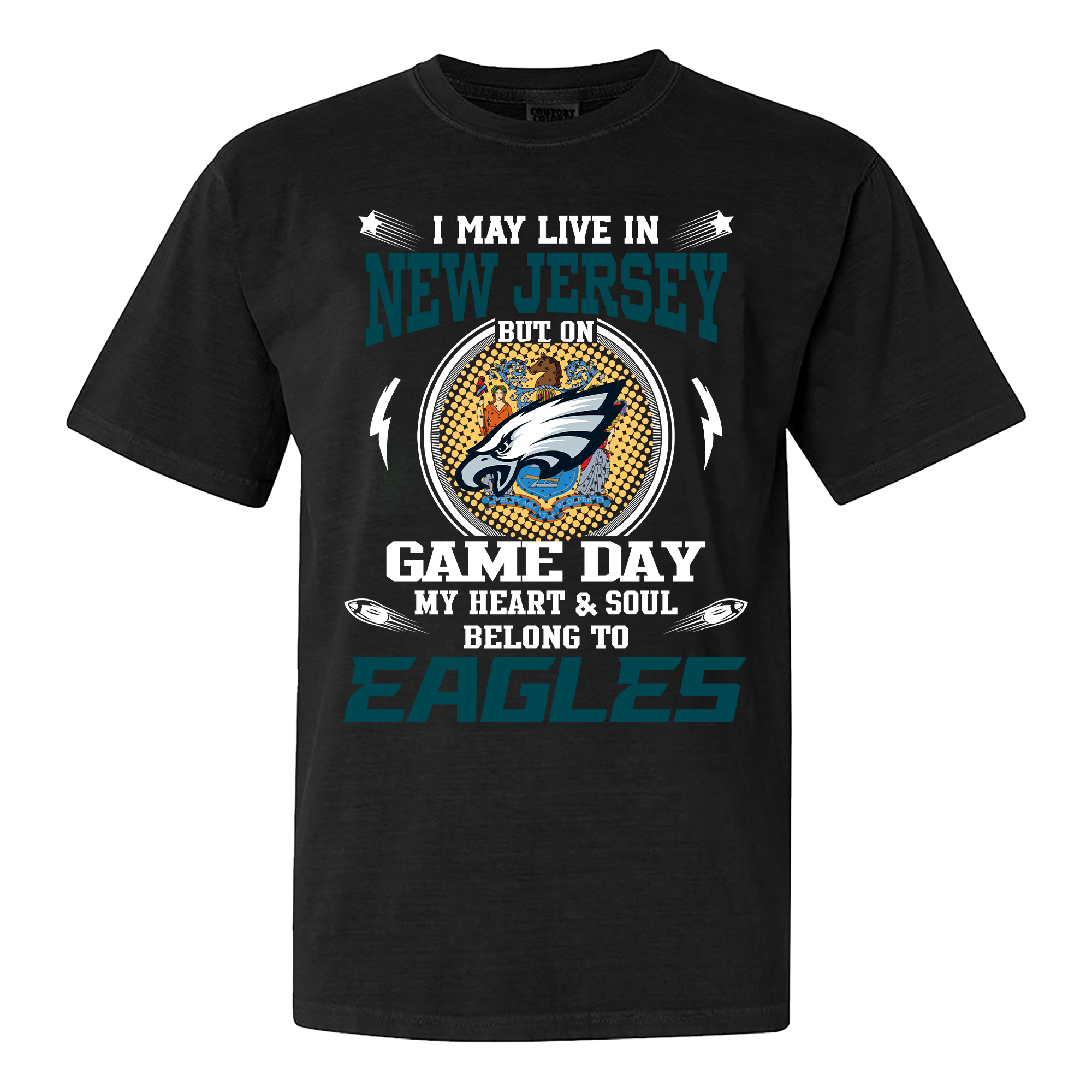 I May Live In New Jersey But On Game Day My Heart And Soul Belongs To Philadelphia Eagles Shirt PT60035