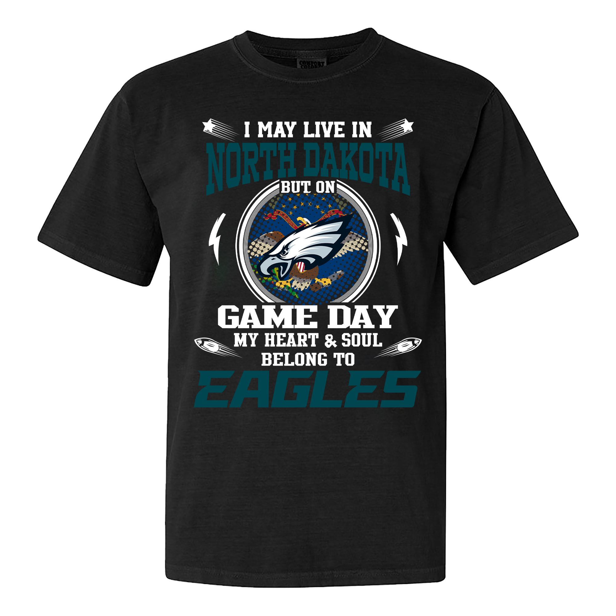 I May Live In North Dakota But On Game Day My Heart And Soul Belongs To Philadelphia Eagles Shirt PT60039