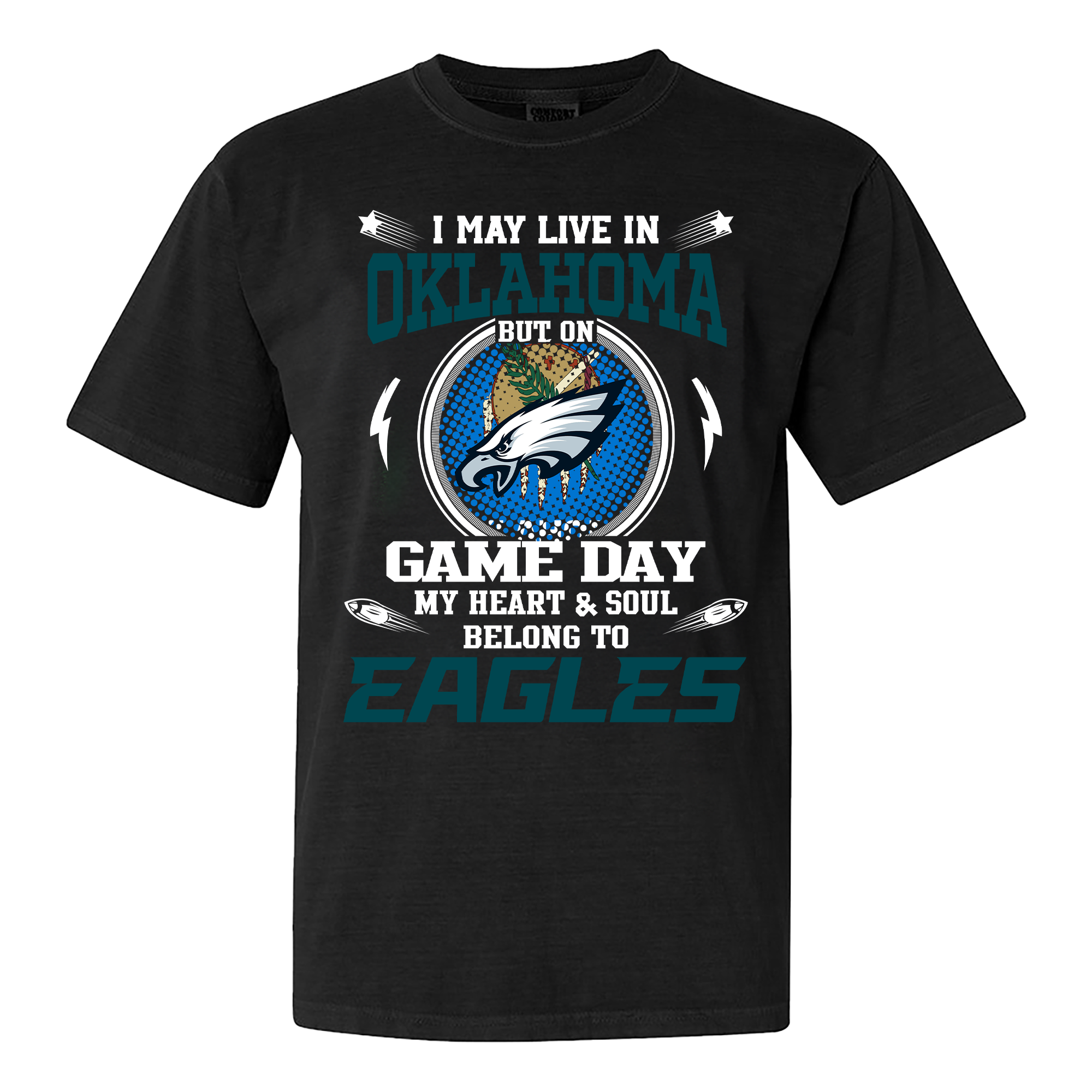 I May Live In Oklahoma But On Game Day My Heart And Soul Belongs To Philadelphia Eagles Shirt PT60041