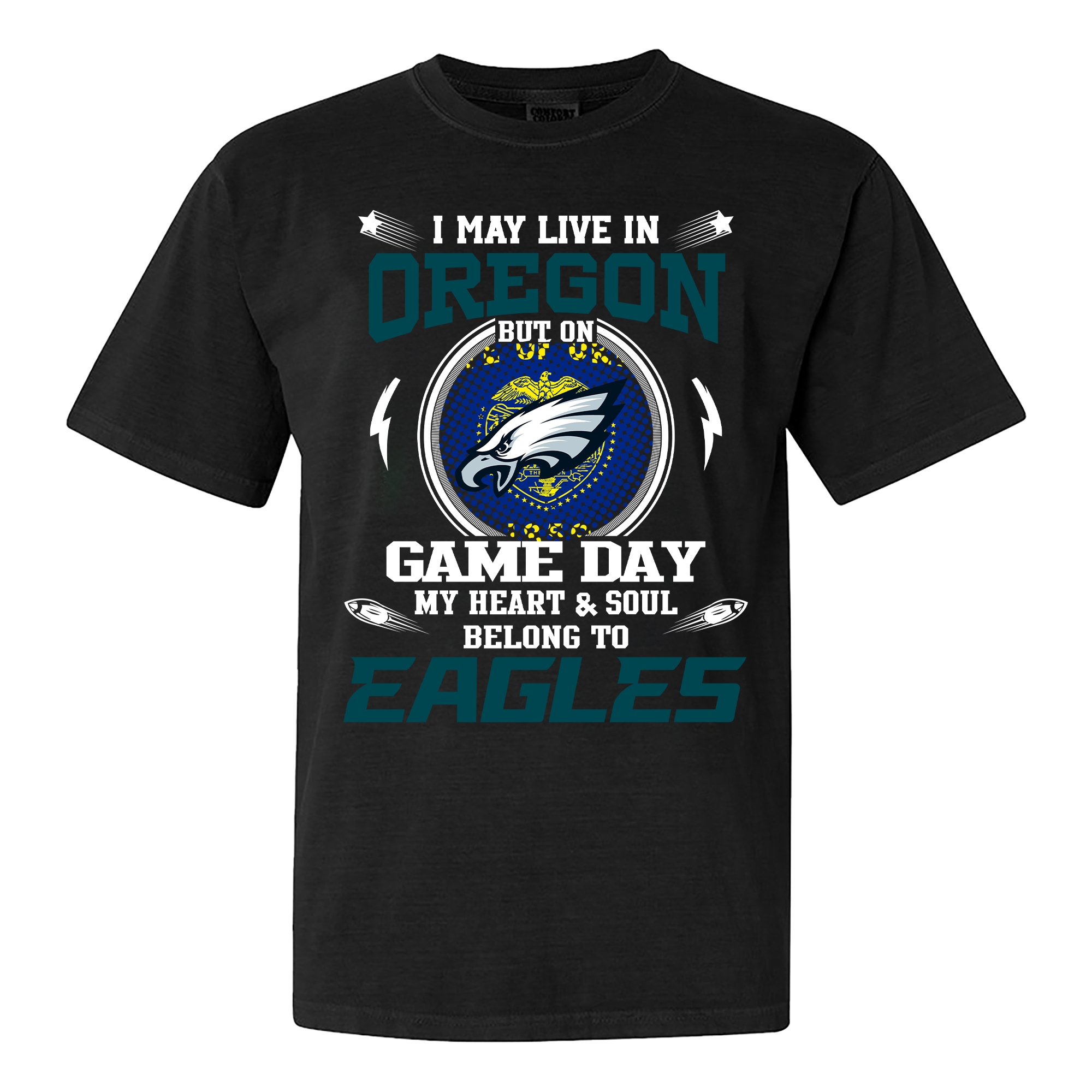 I May Live In Oregon But On Game Day My Heart And Soul Belongs To Philadelphia Eagles Shirt PT60042