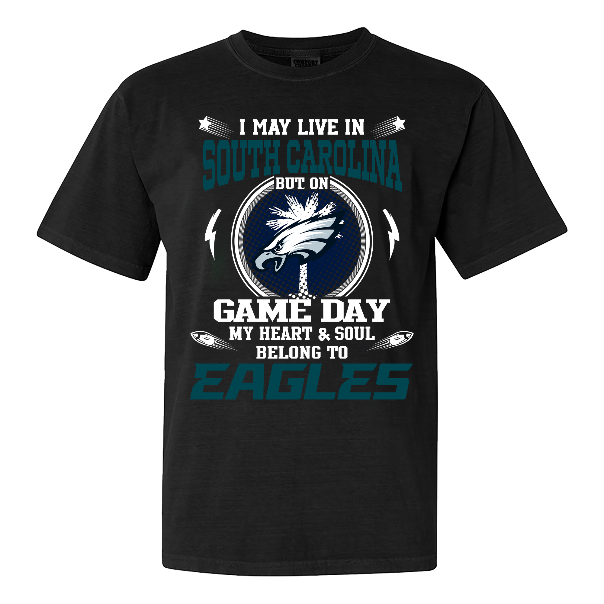 I May Live In South Carolina But On Game Day My Heart And Soul Belongs To Philadelphia Eagles Shirt PT60045