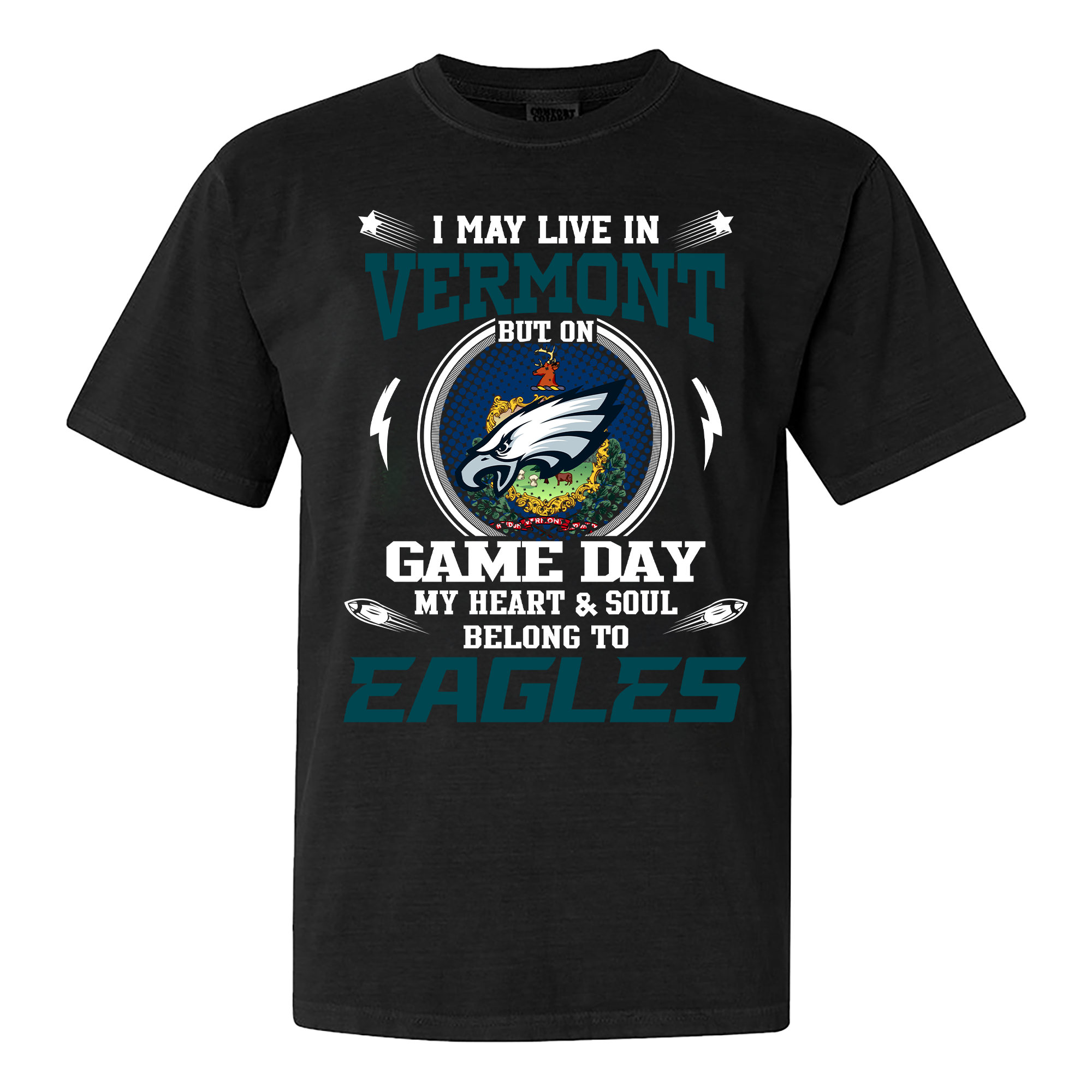 I May Live In Vermont But On Game Day My Heart And Soul Belongs To Philadelphia Eagles Shirt PT60051