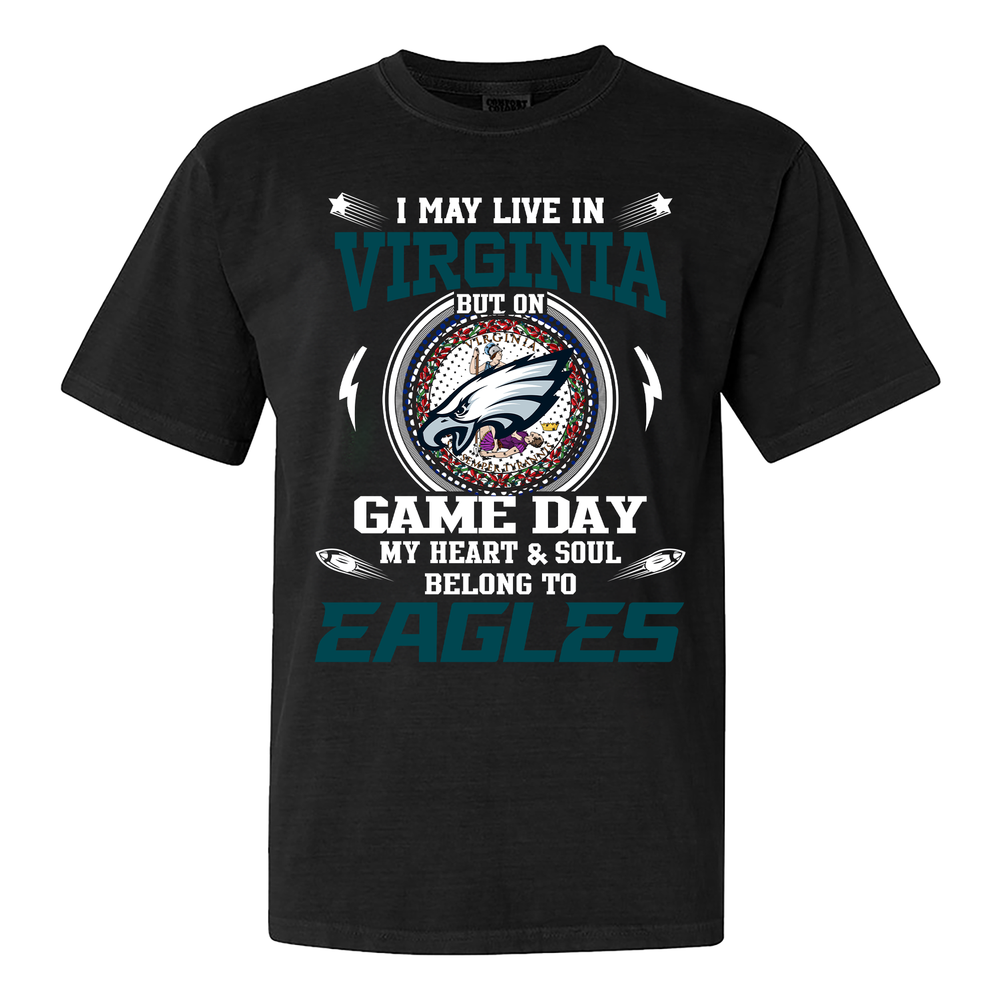 I May Live In Virginia But On Game Day My Heart And Soul Belongs To Philadelphia Eagles Shirt PT60052