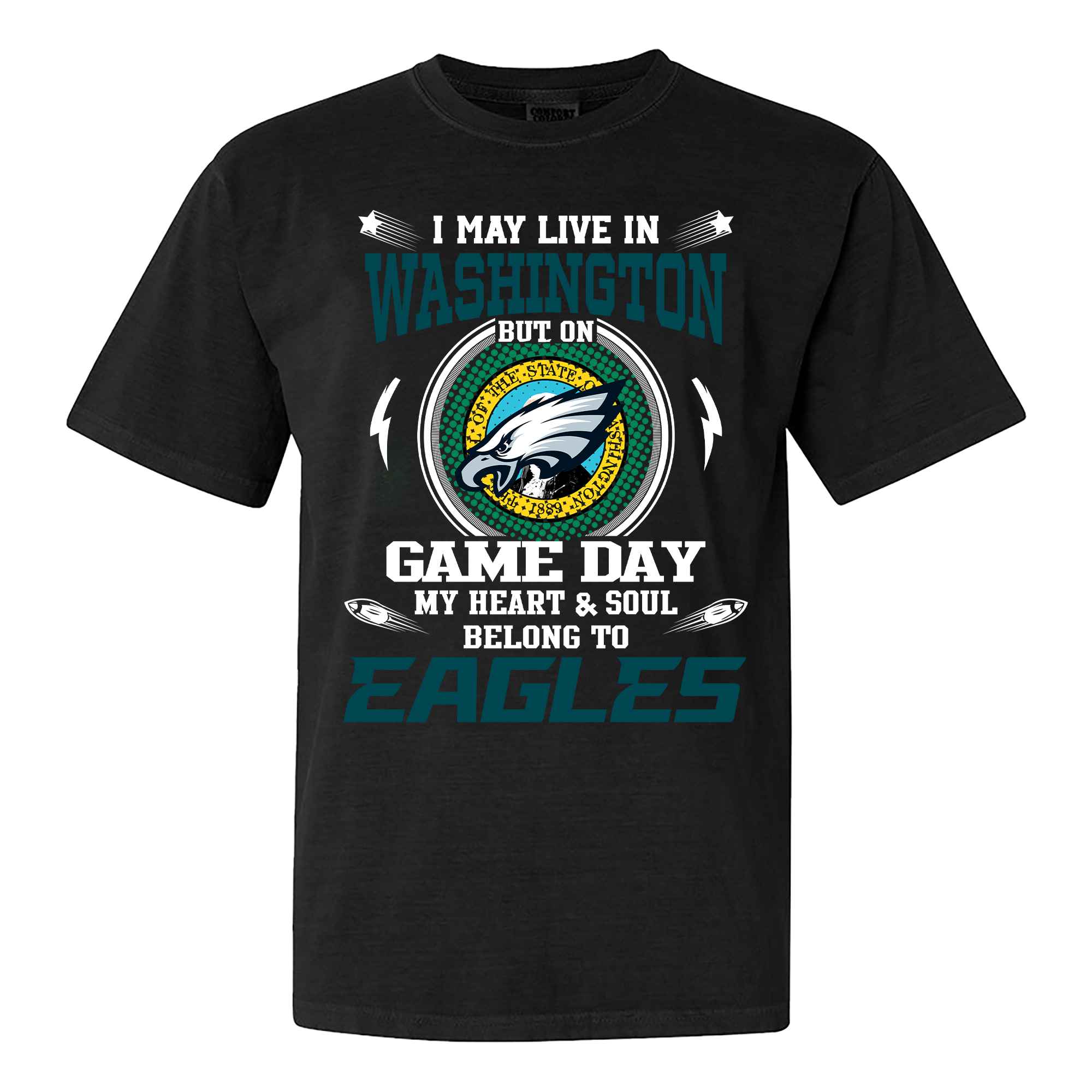 I May Live In Washington But On Game Day My Heart And Soul Belongs To Philadelphia Eagles Shirt PT60053