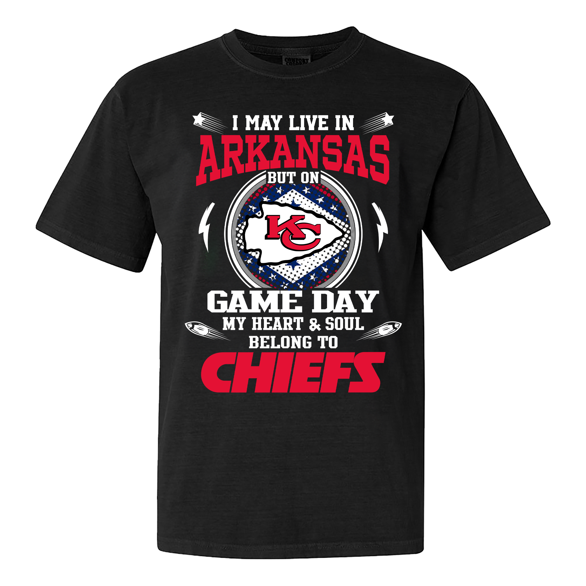 I May Live In Arkansas But On Game Day My Heart And Soul Belongs To Kansas City Chiefs Shirt PT59957