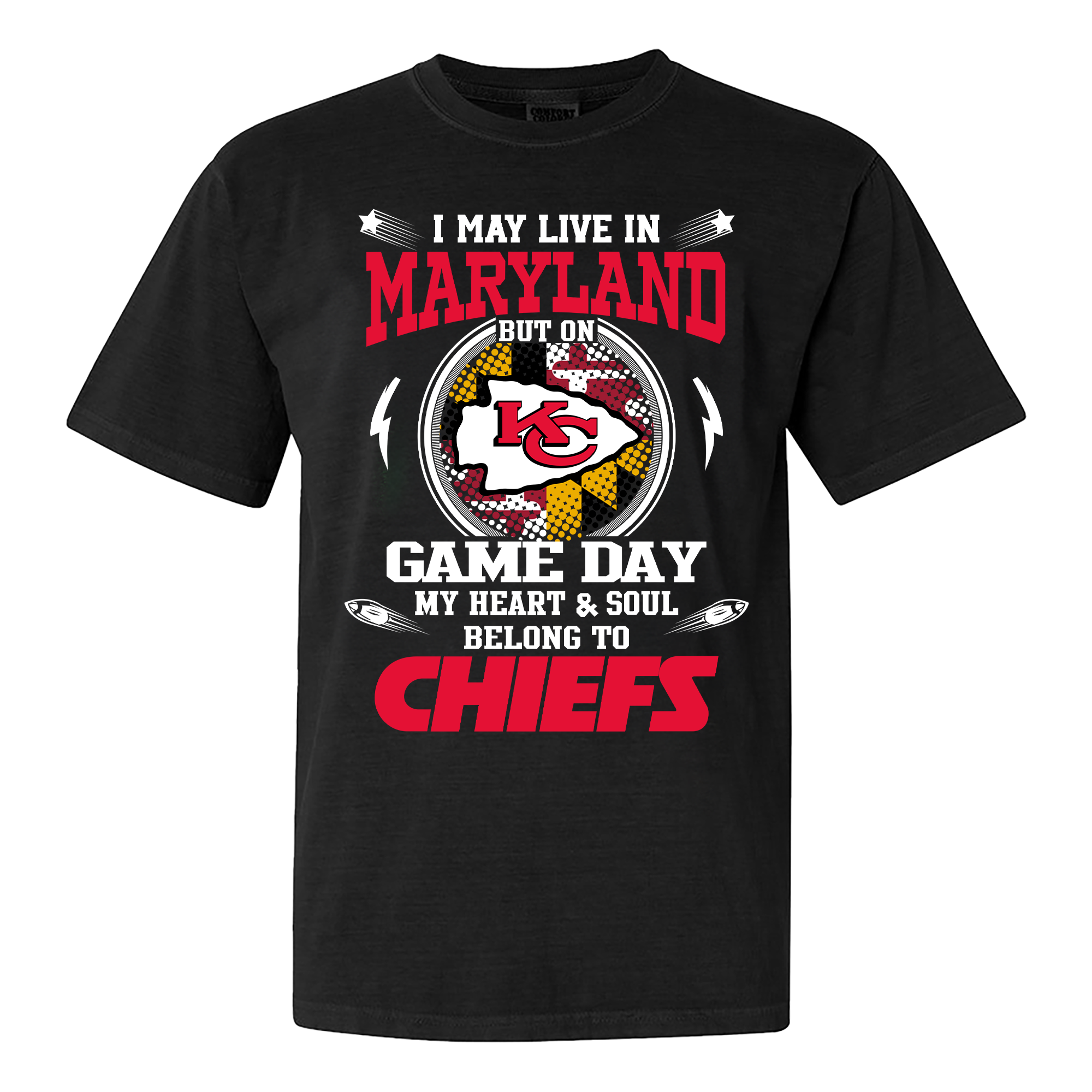 I May Live In Maryland But On Game Day My Heart And Soul Belongs To Kansas City Chiefs Shirt PT59973