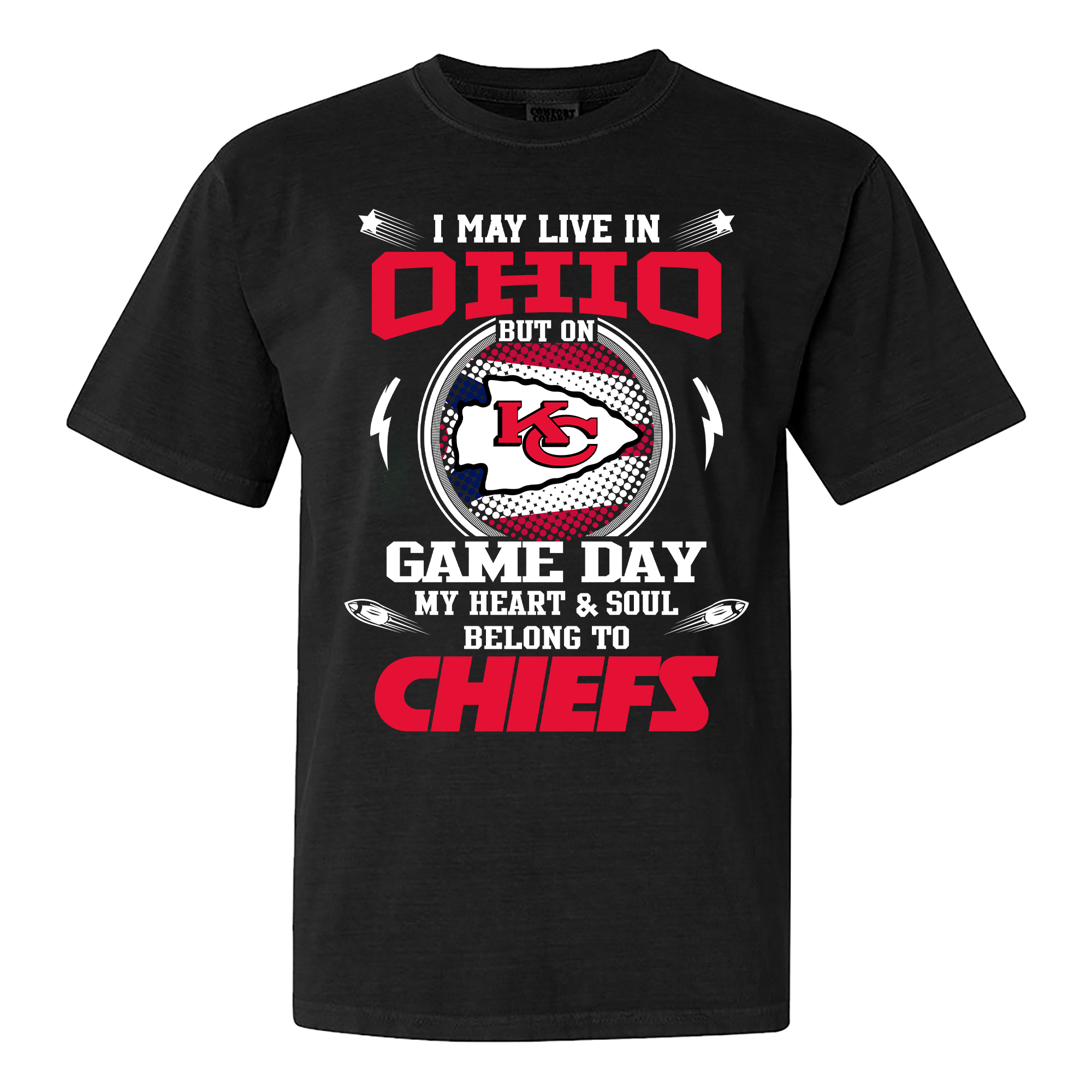 I May Live In Ohio But On Game Day My Heart And Soul Belongs To Kansas City Chiefs Shirt PT59988