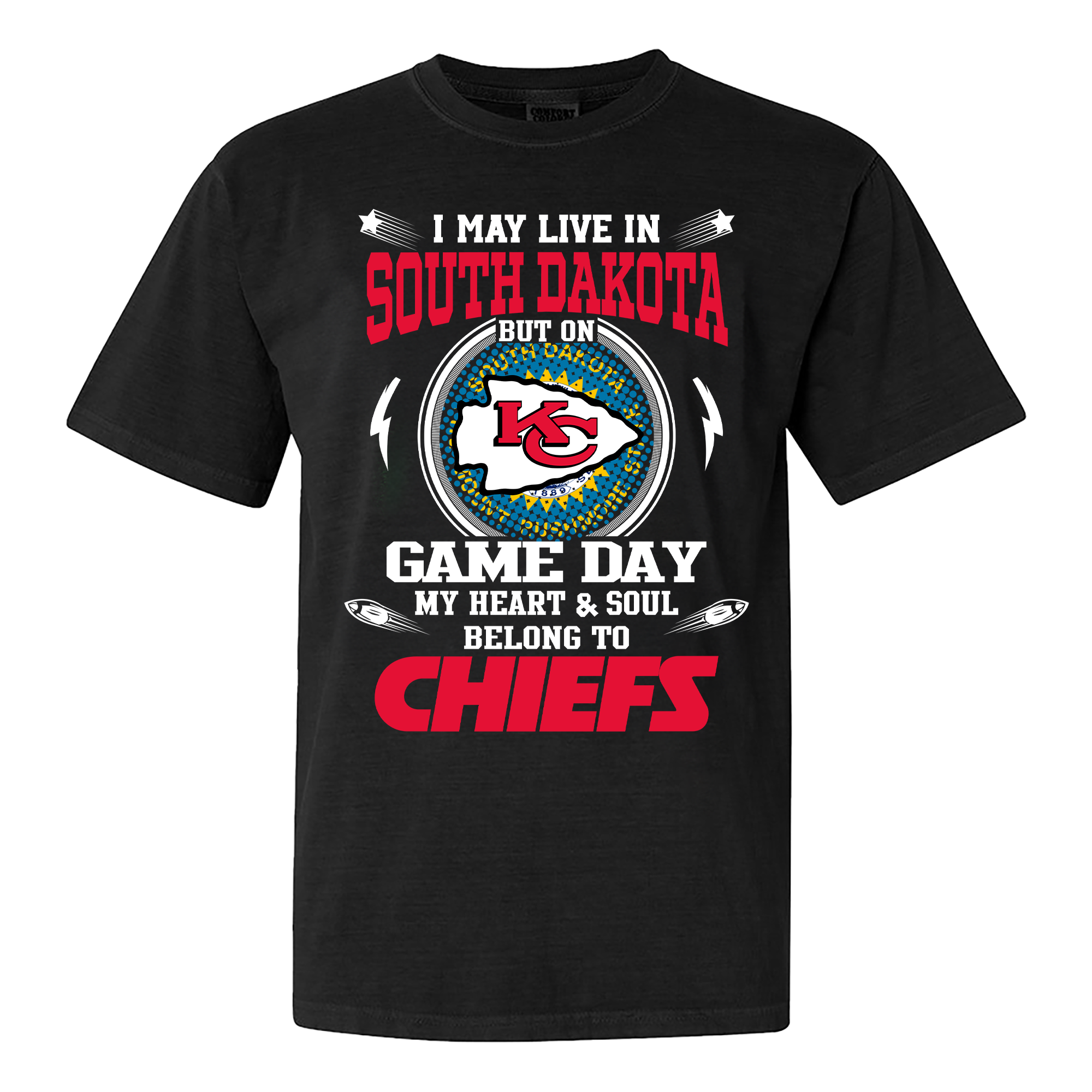 I May Live In South Dakota But On Game Day My Heart And Soul Belongs To Kansas City Chiefs Shirt PT59994