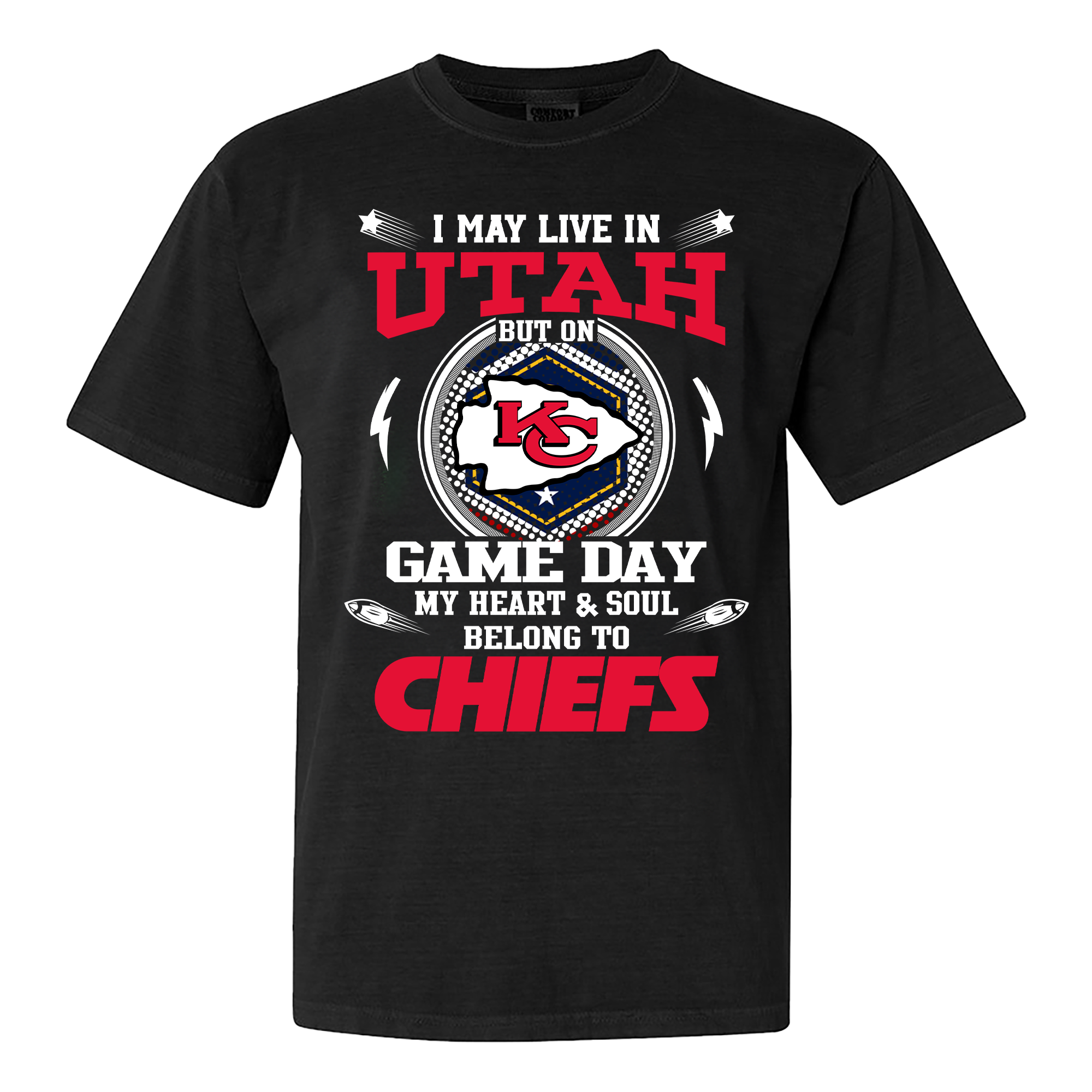 I May Live In Utah But On Game Day My Heart And Soul Belongs To Kansas City Chiefs Shirt PT59998