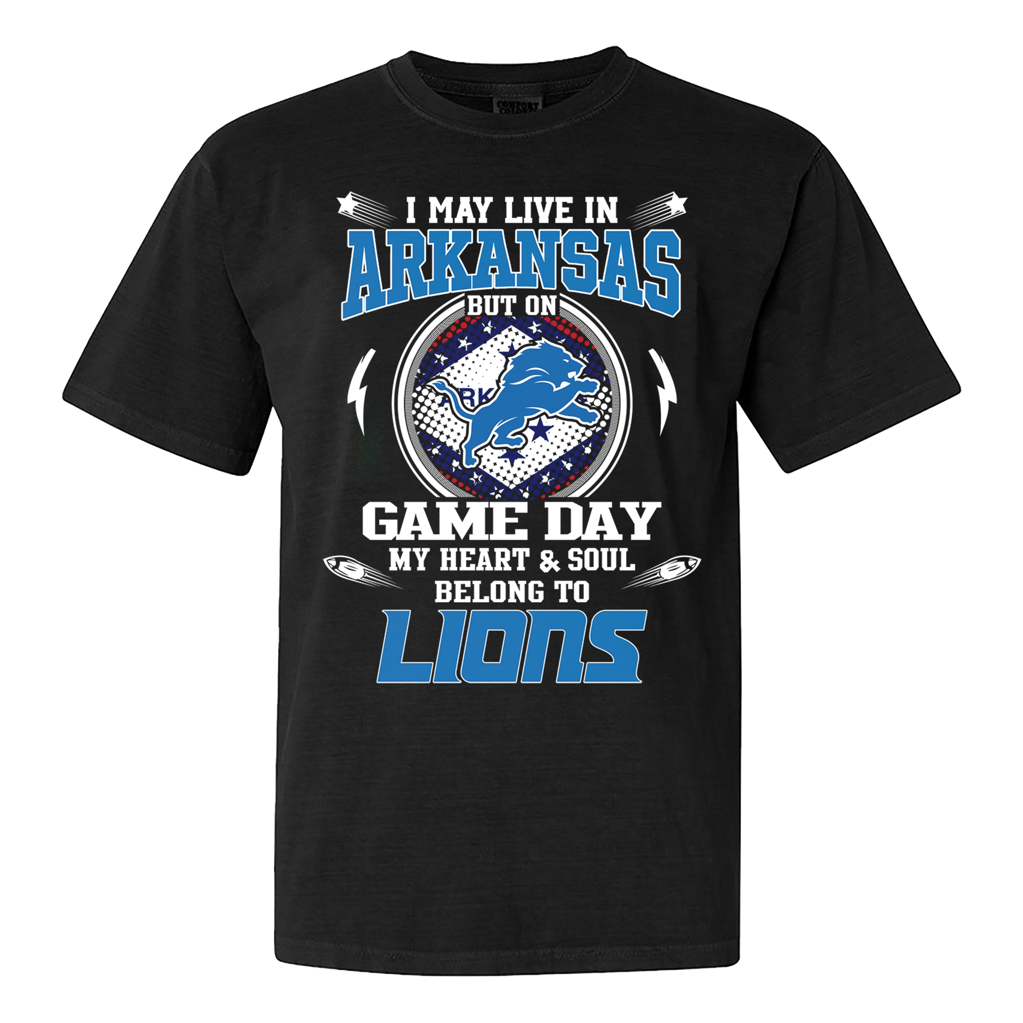 I May Live In Arkansas But On Game Day My Heart And Soul Belongs To Detroit Lions Shirt PT60091