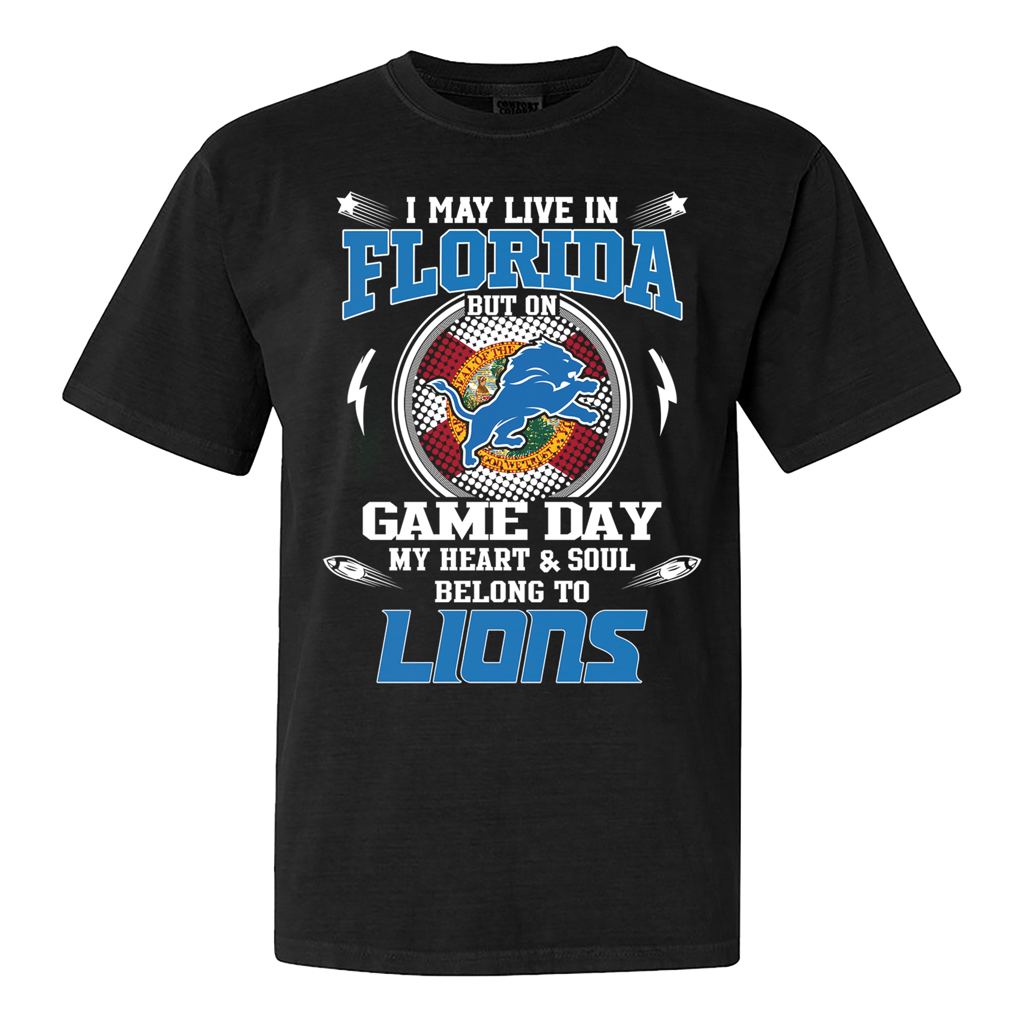 I May Live In Florida But On Game Day My Heart And Soul Belongs To Detroit Lions Shirt PT60097