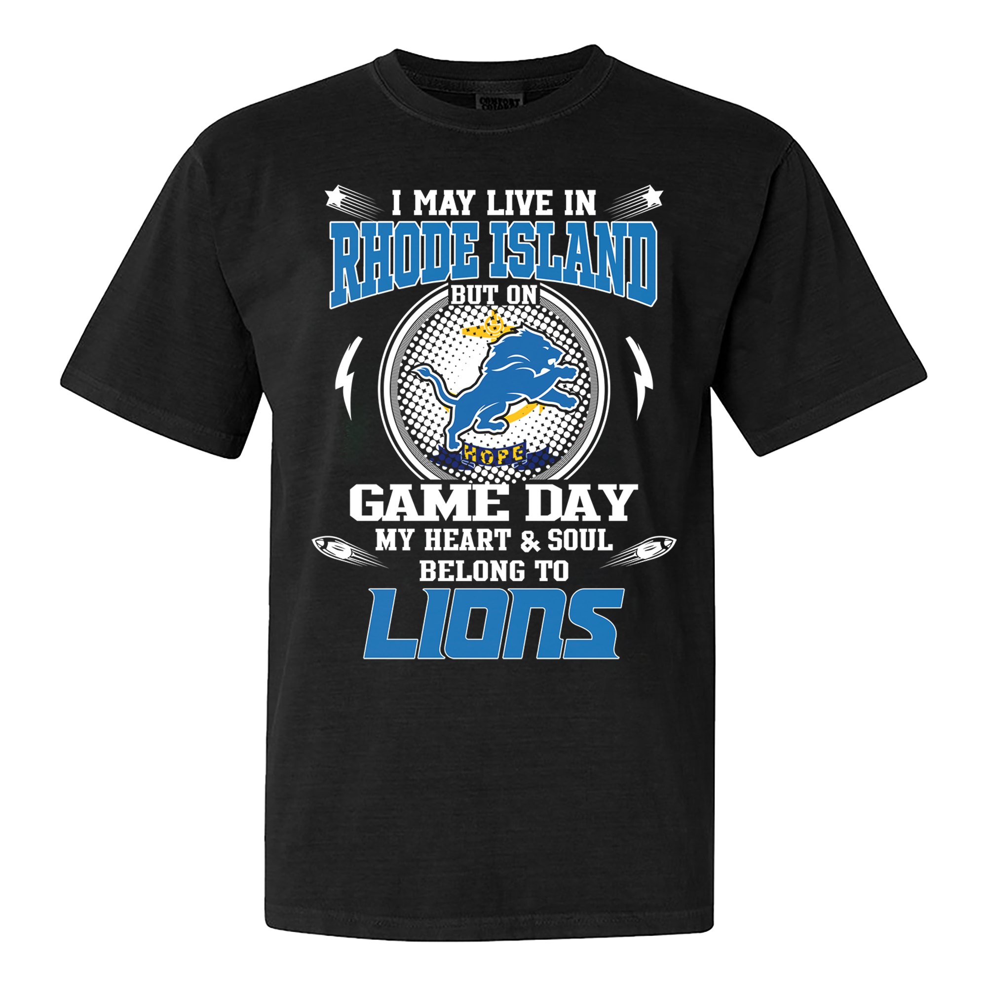 I May Live In Rhode Island But On Game Day My Heart And Soul Belongs To Detroit Lions Shirt PT60126