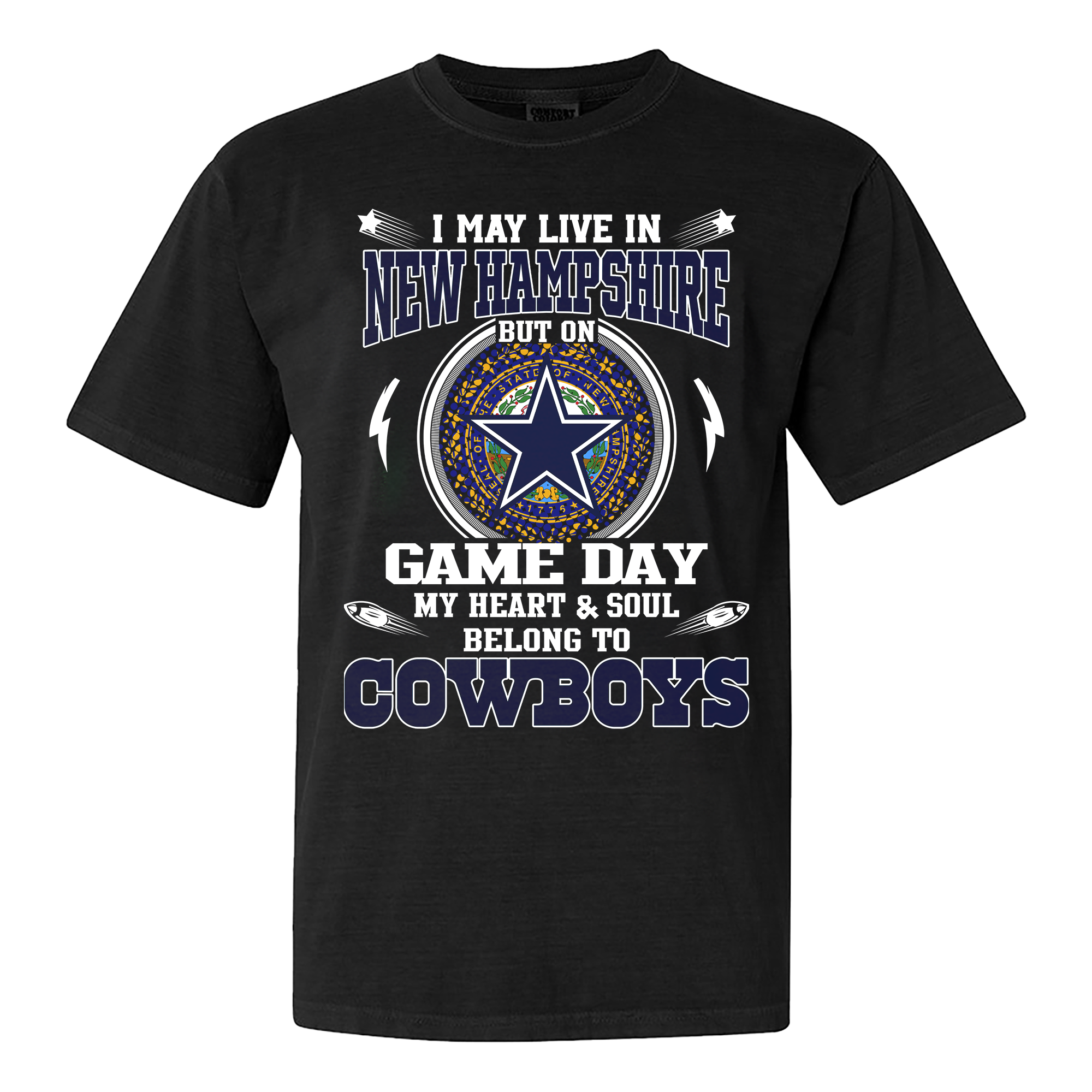 I May Live In New Hampshire But On Game Day My Heart And Soul Belongs To Cowboys Shirt PT60167