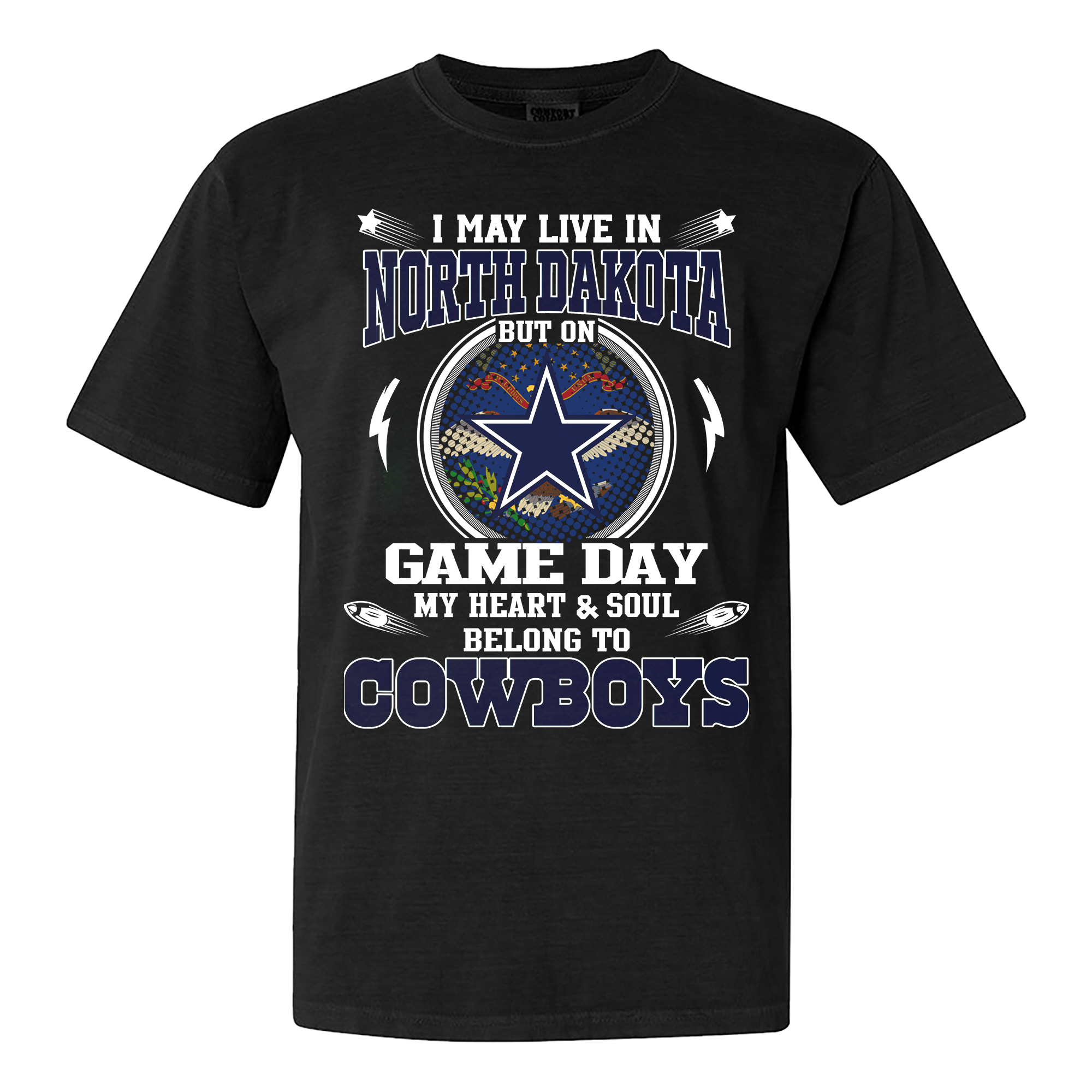 I May Live In North Dakota But On Game Day My Heart And Soul Belongs To Cowboys Shirt PT60172