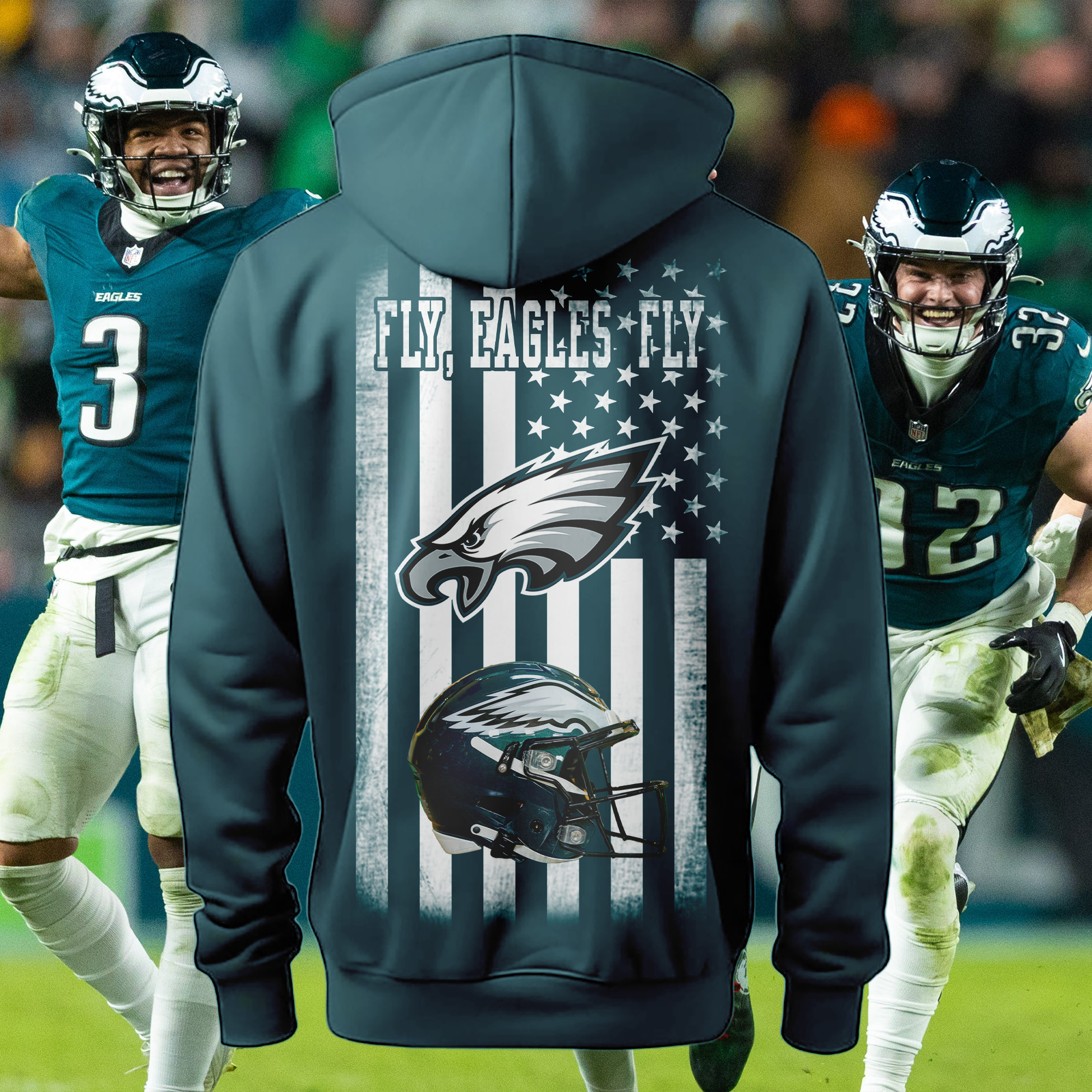 Philadelphia Eagles NFL USA Flag Scratch PT62518