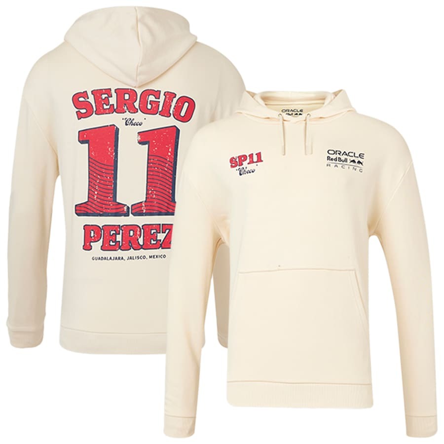 Red Bull Racing Sergio Perez Vintage Oversized Hoodie - Ecru - Unisex PT62935