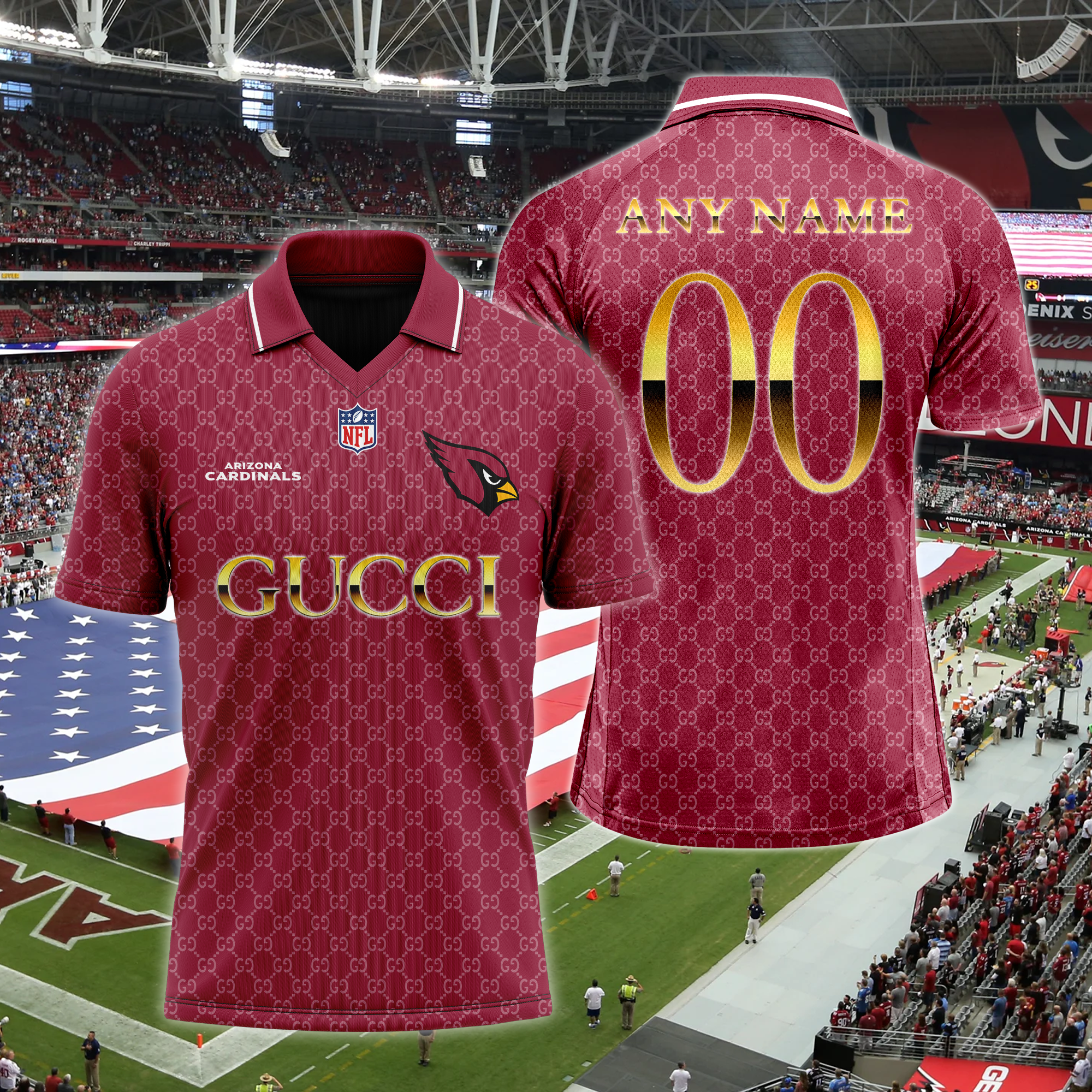 Arizona Cardinals NFL Teams Gucci Collared  T-shirt PT64599