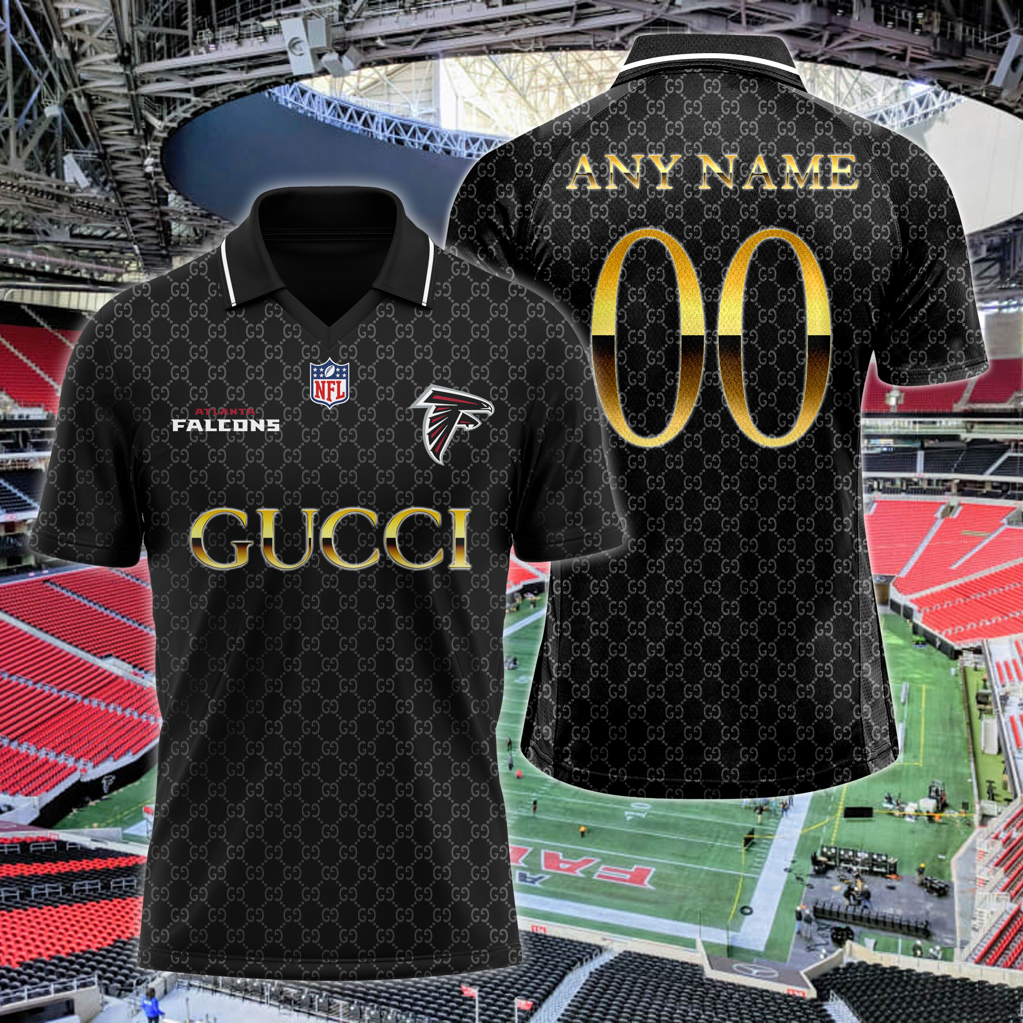 Atlanta Falcons NFL Teams Gucci Collared  T-shirt PT64600