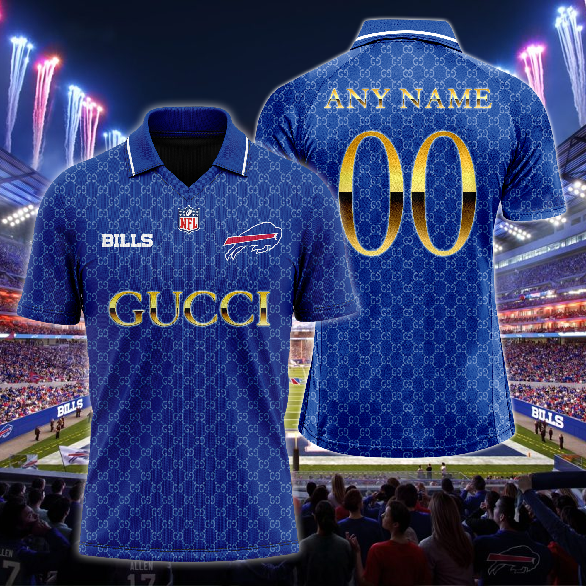 Buffalo Bills NFL Teams Gucci Collared  T-shirt PT64602