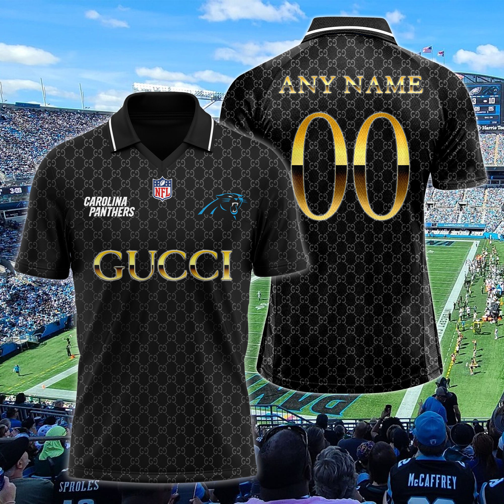 Carolina Panthers NFL Teams Gucci Collared  T-shirt PT64603