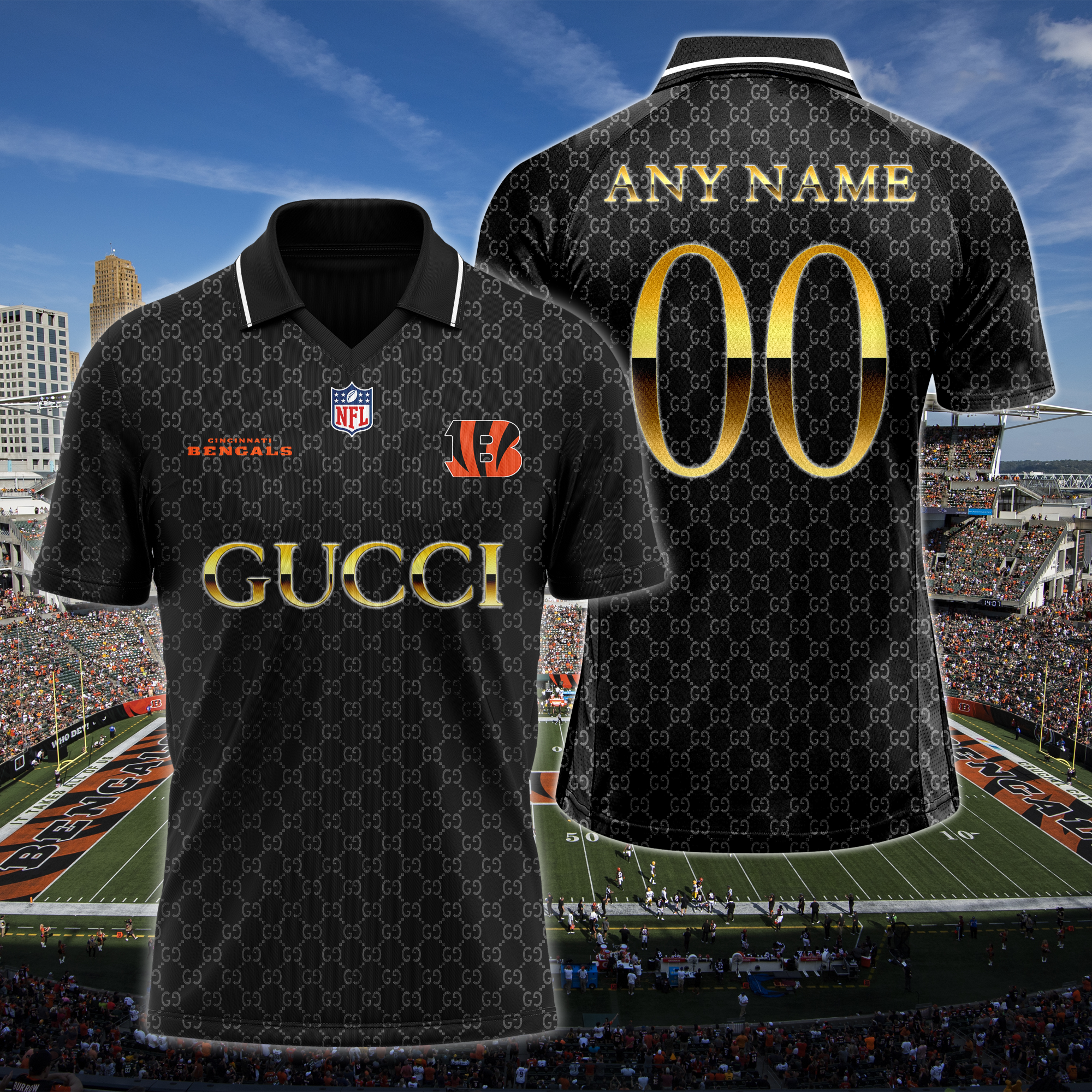 Cincinnati Bengals NFL Teams Gucci Collared  T-shirt PT64605