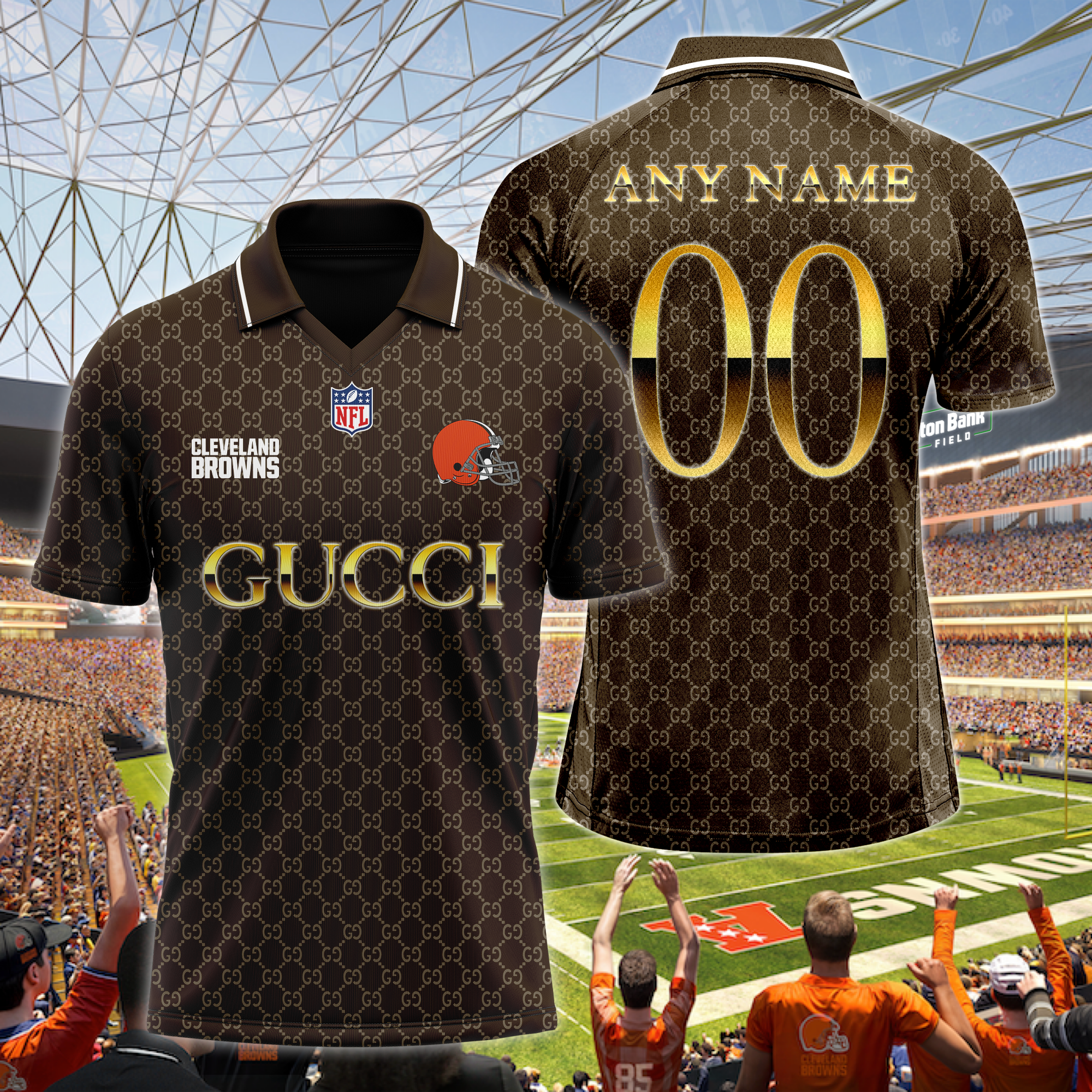 Cleveland Browns NFL Teams Gucci Collared  T-shirt PT64606